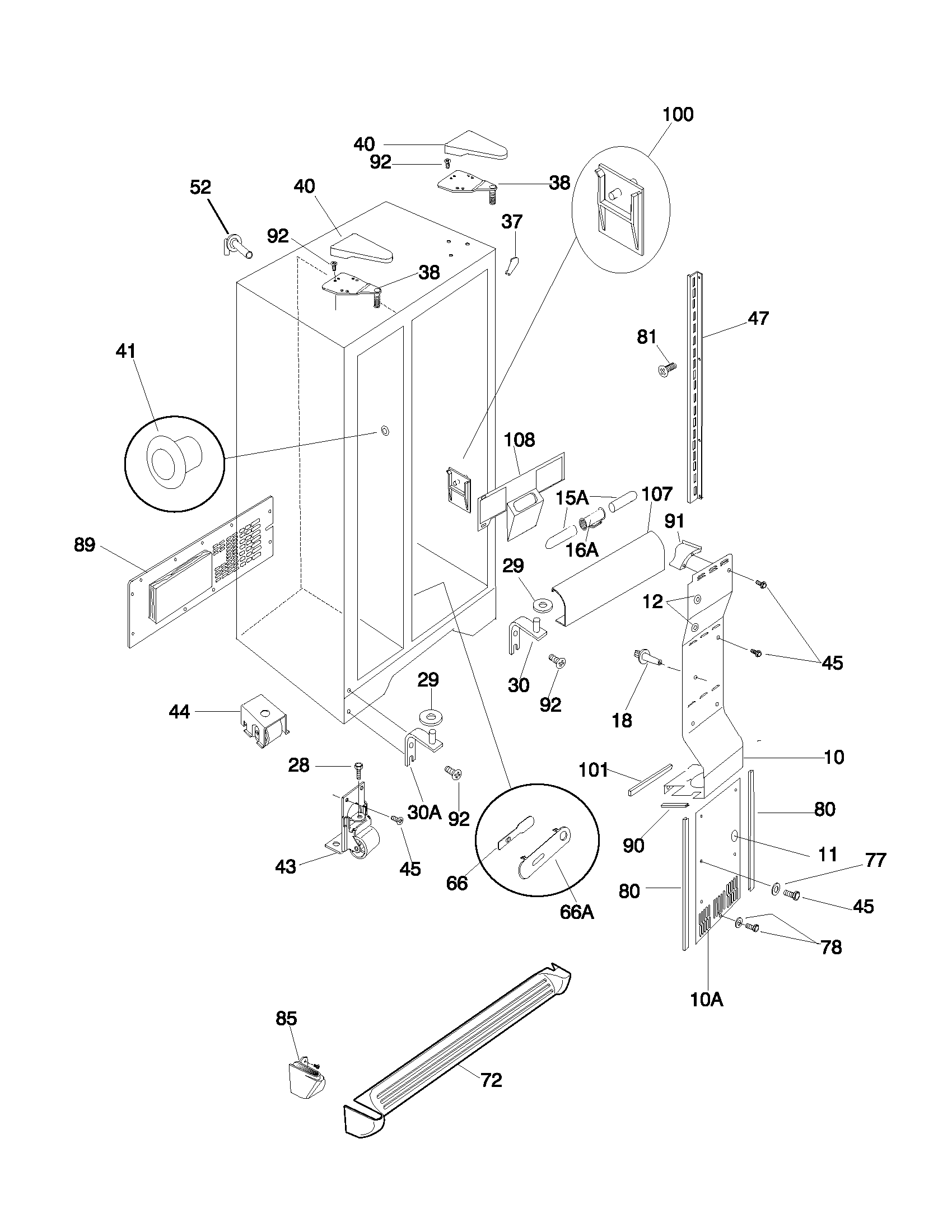 Frigidaire FRS26ZPHB4 cabinet diagram