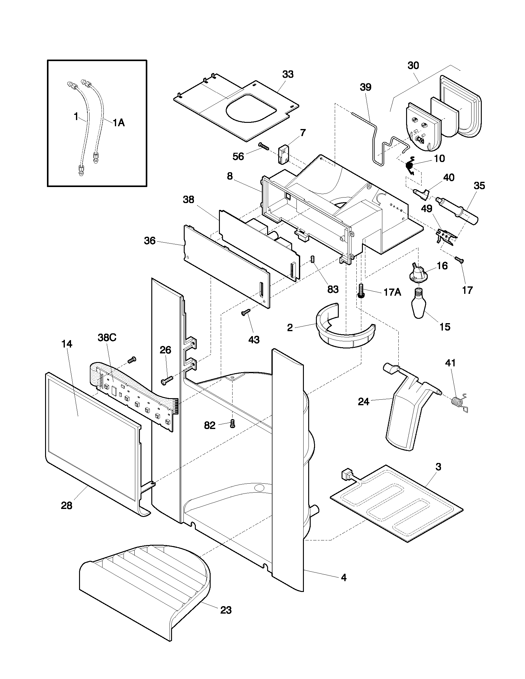 Frigidaire FRS26ZPHB4 dispenser diagram