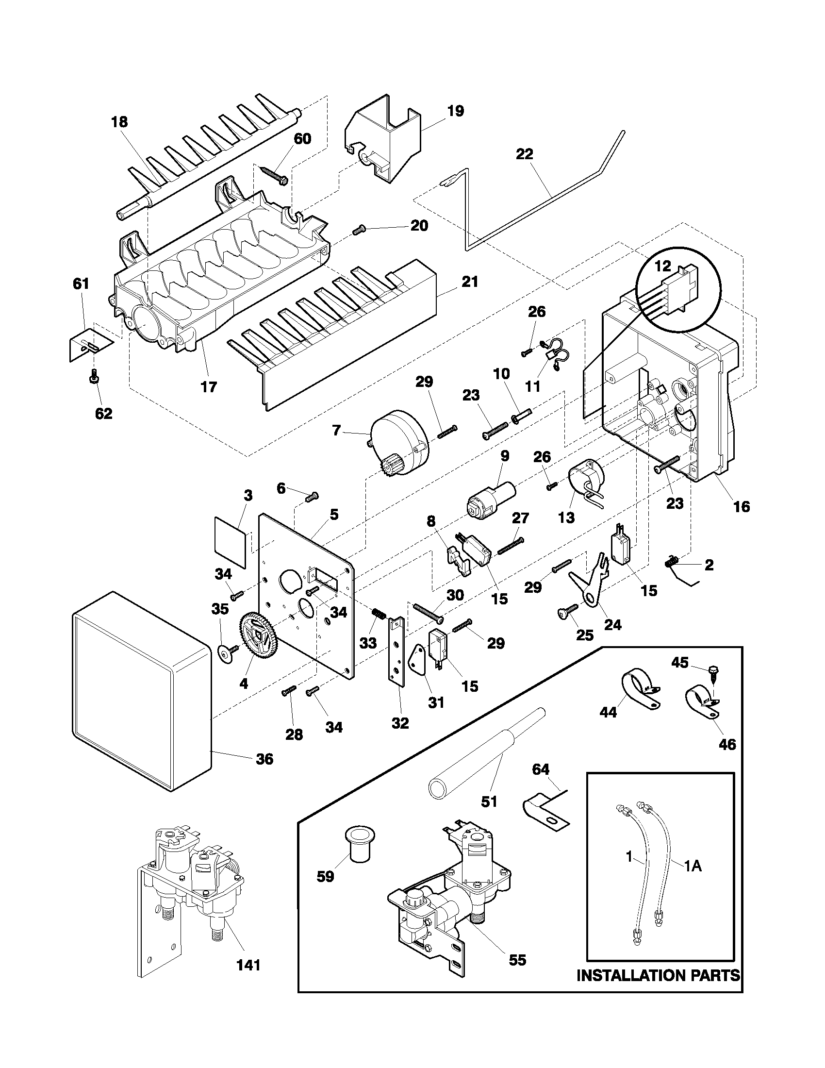 Frigidaire FRS26ZPHB4 ice maker diagram