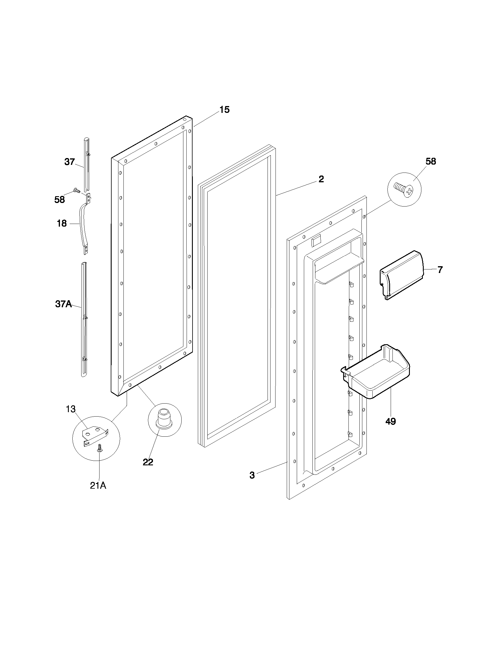 Frigidaire FRS26ZRGDC refrigerator door diagram