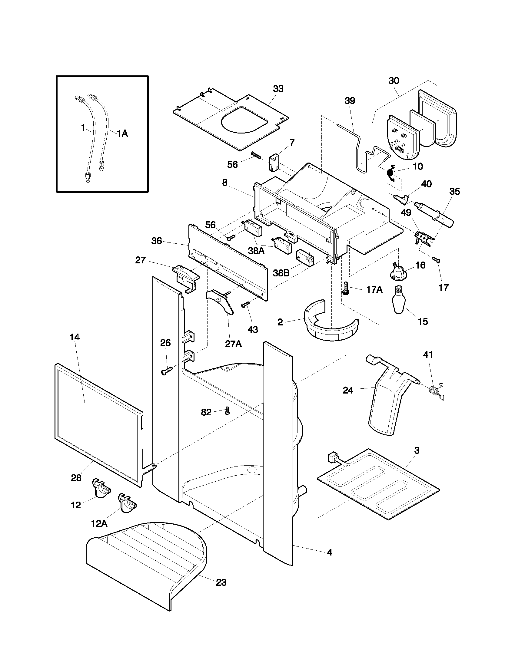 Frigidaire FRS26ZRGDC dispenser diagram