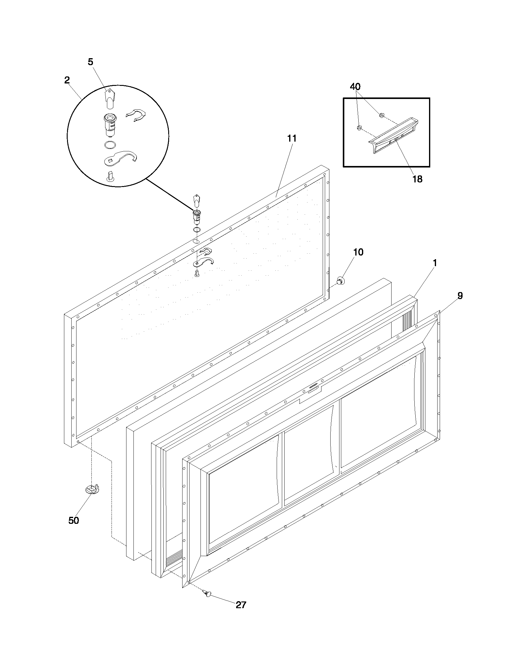 Universal/Multiflex (Frigidaire) MFC25M4GW3 door diagram