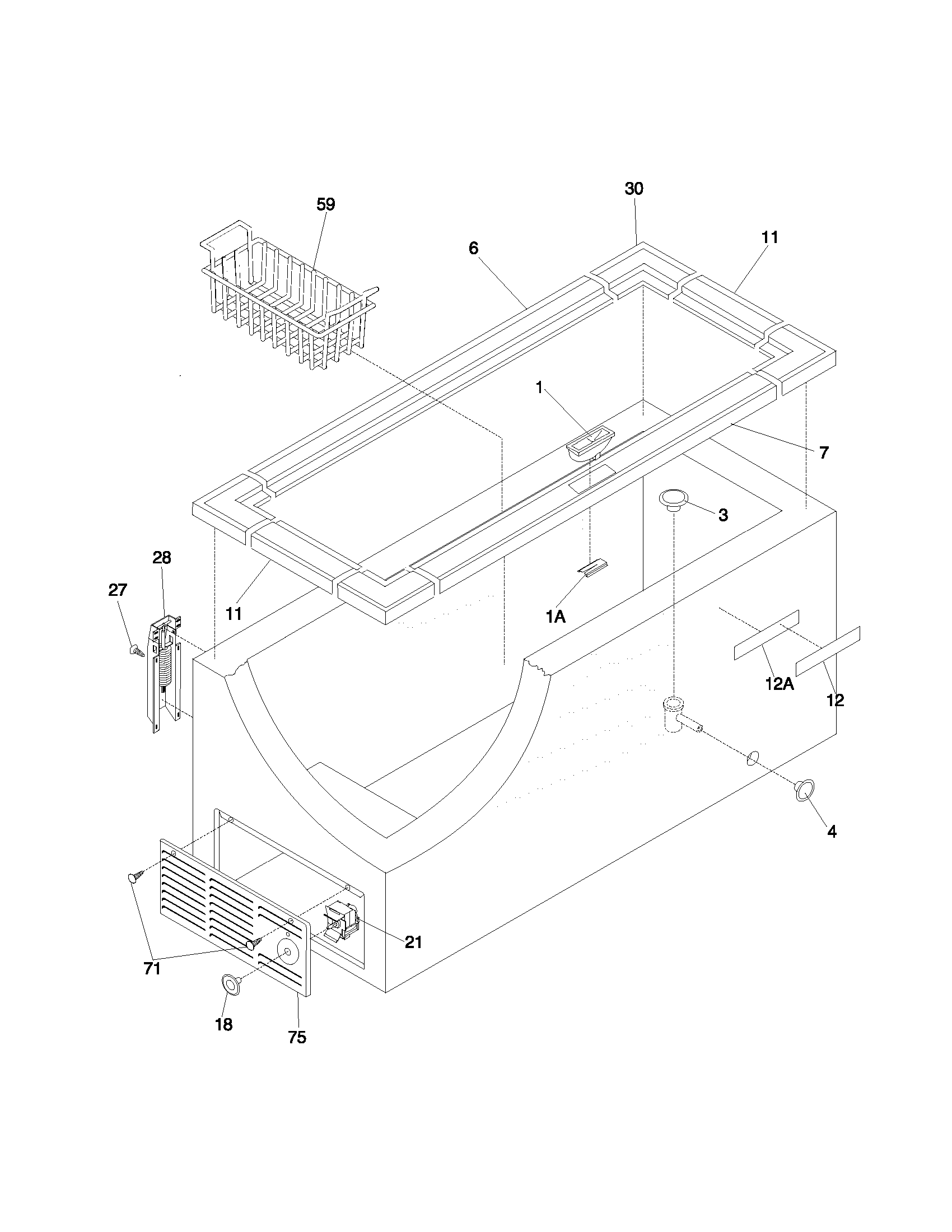 Universal/Multiflex (Frigidaire) MFC25M4GW3 cabinet diagram