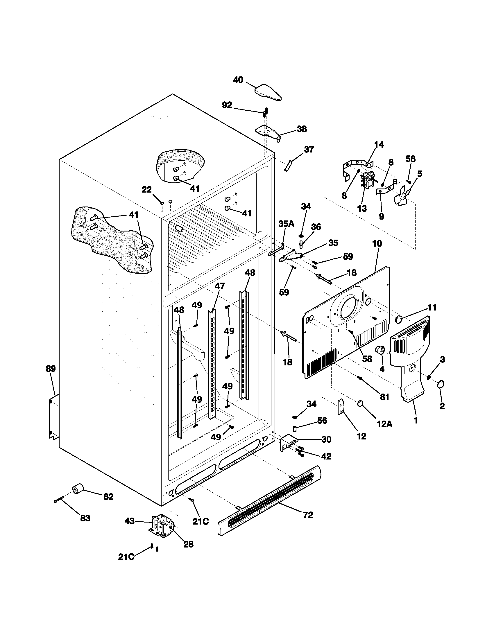 Frigidaire FRT18P5AW0 cabinet diagram