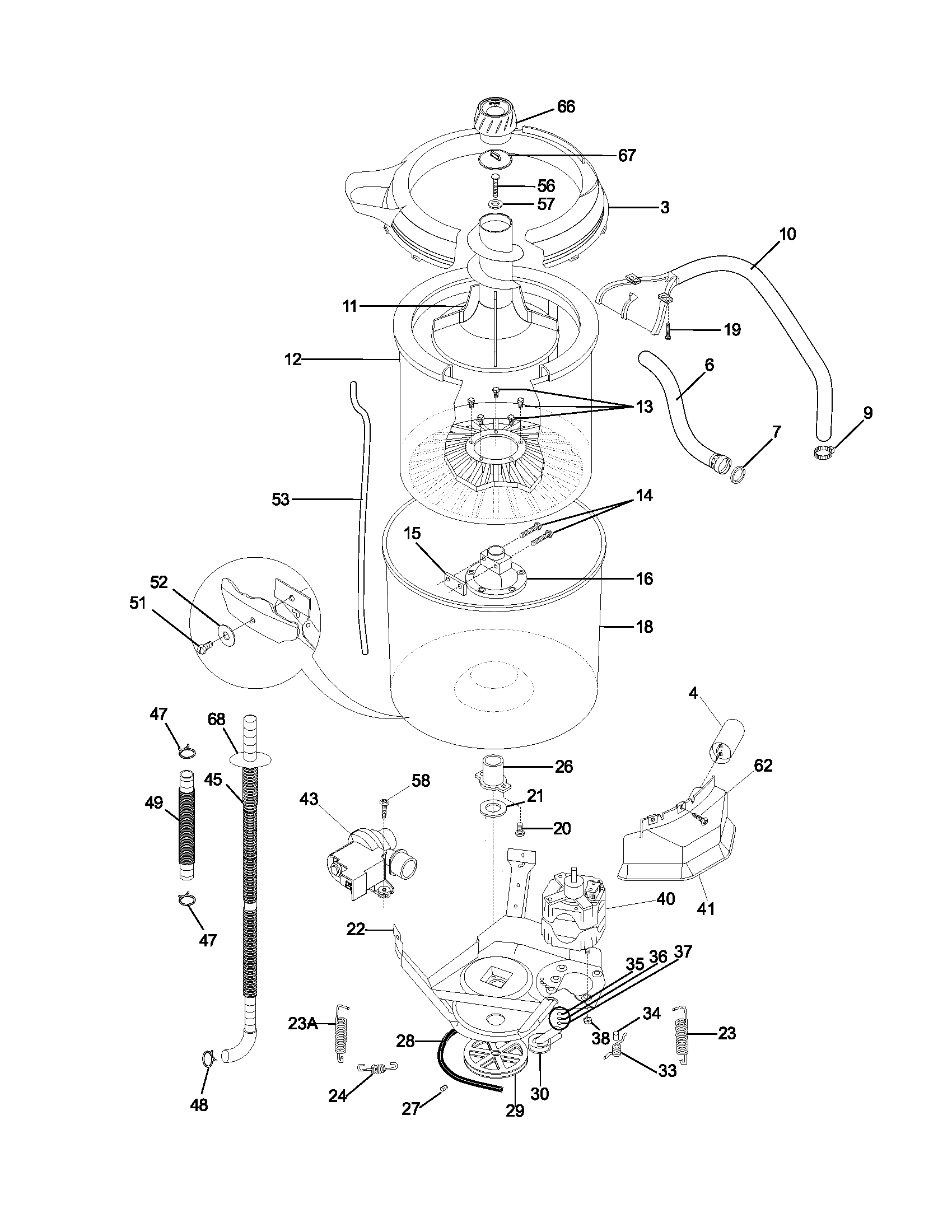 Frigidaire FWS445RFS4 wshr mtr,hose diagram