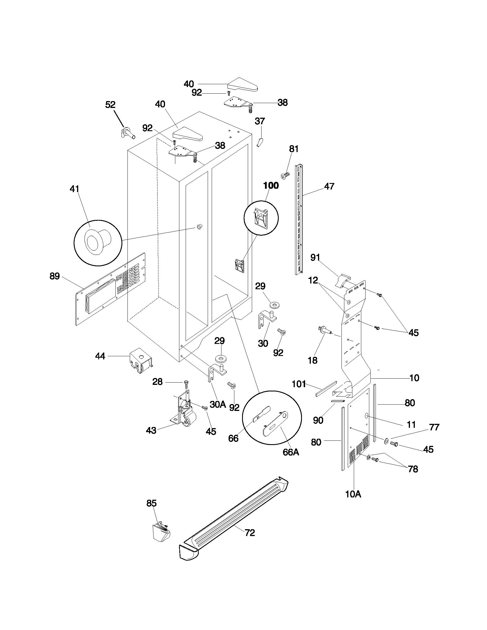 Universal/Multiflex (Frigidaire) MRS26LGJW3 cabinet diagram