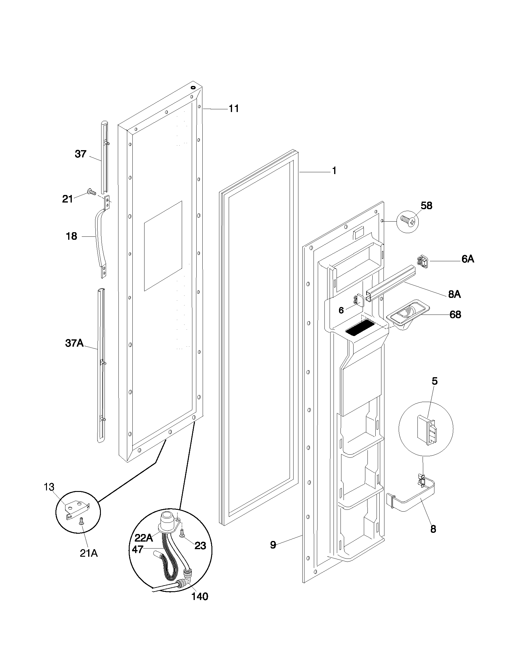 Frigidaire FRS24ZRGD1 freezer door diagram