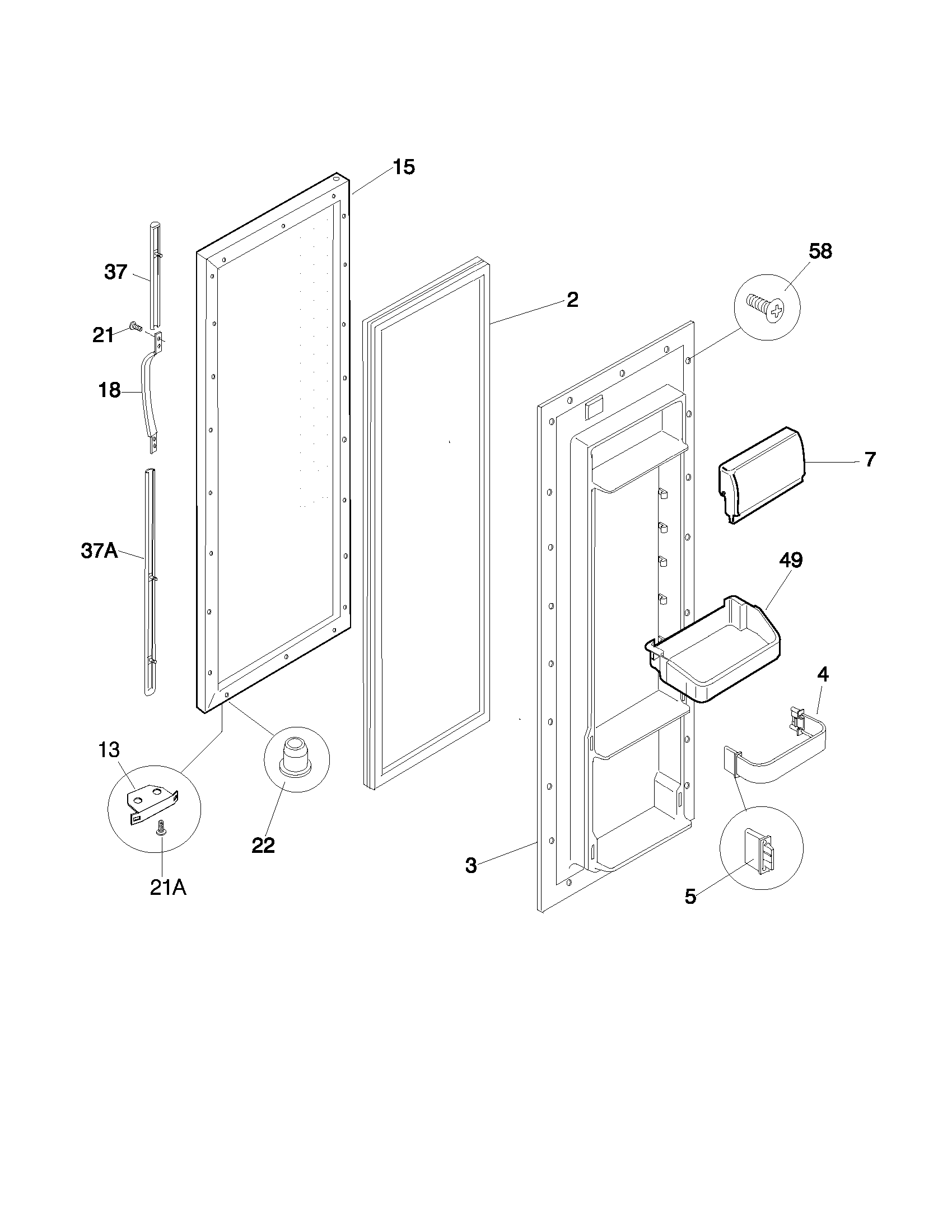 Frigidaire FRS24ZRGD1 refrigerator door diagram
