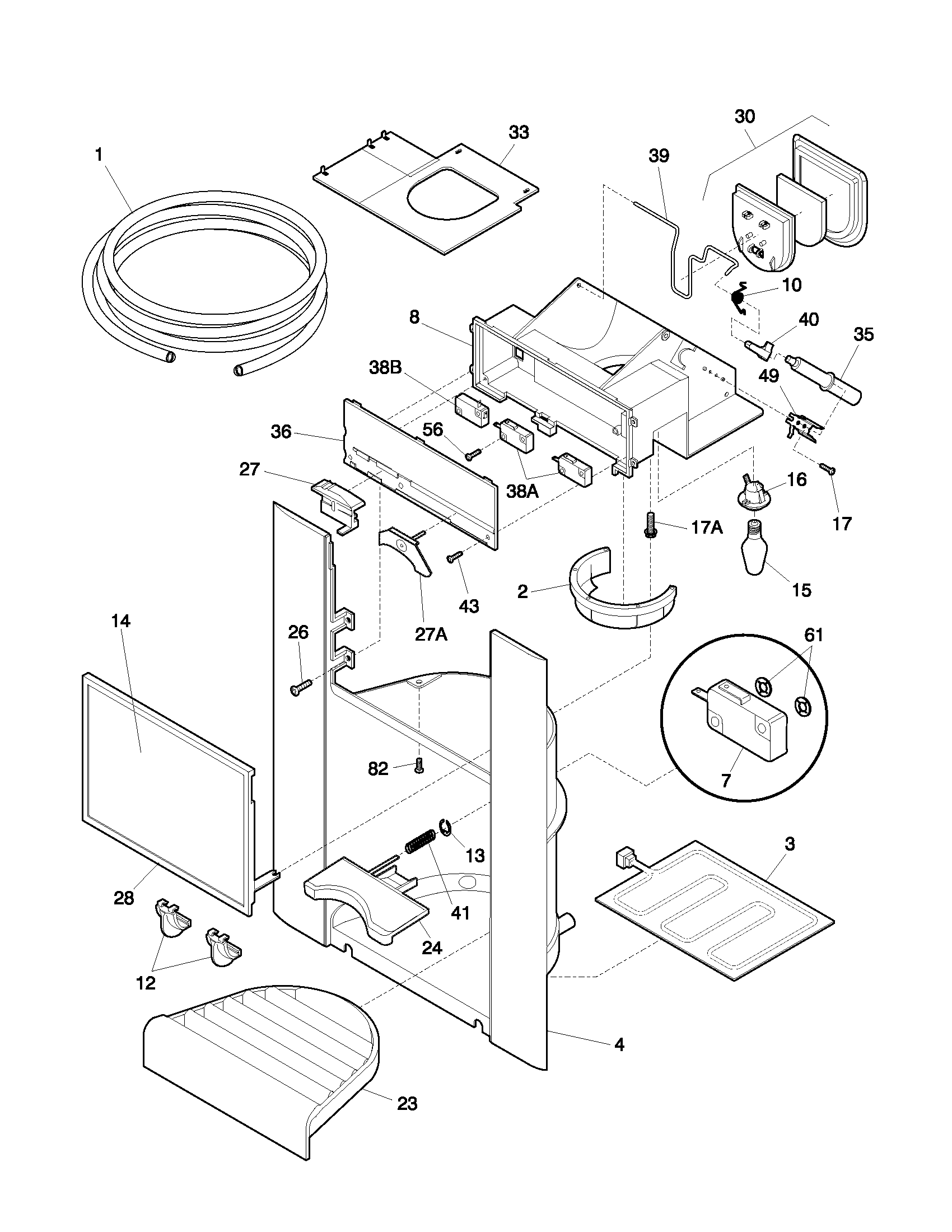 Frigidaire FRS24ZRGD1 dispenser diagram