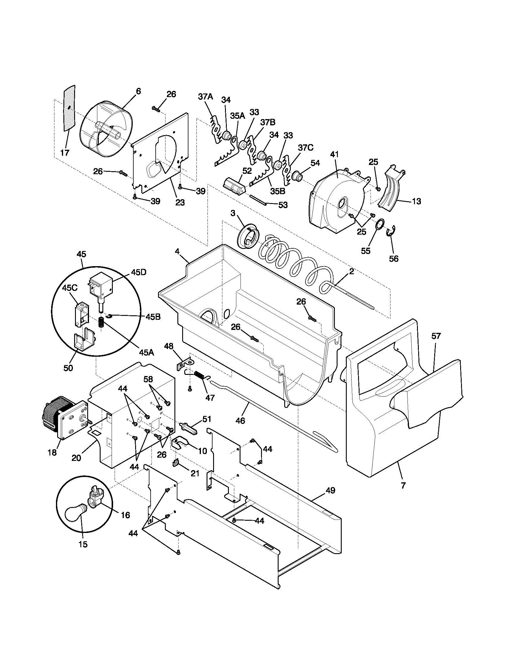 Frigidaire FRS24ZRGD1 ice container diagram