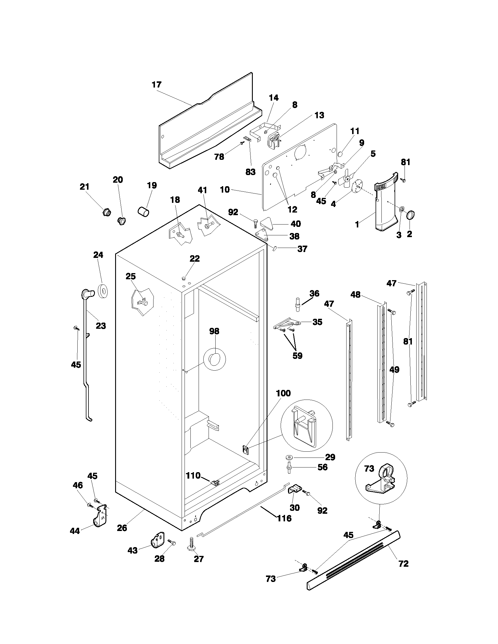 Frigidaire FRT21PRHD7 cabinet diagram