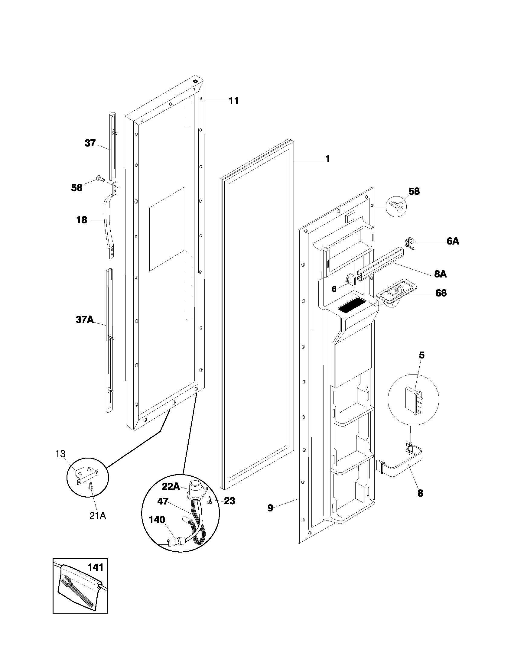 Frigidaire FRS24ZRHB5 freezer door diagram