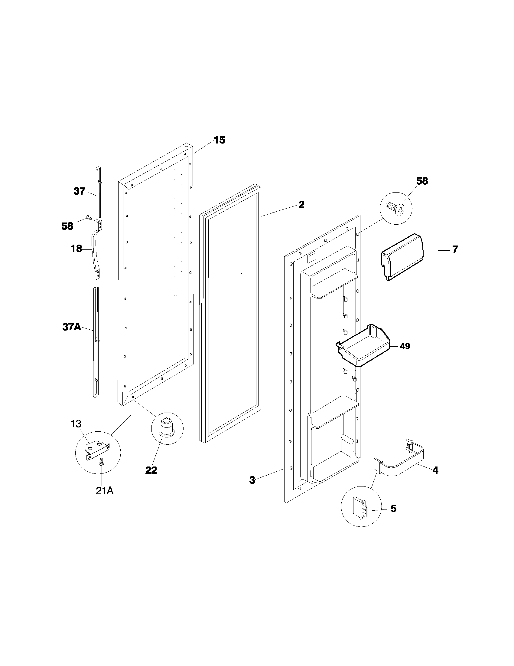 Frigidaire FRS24ZRHB5 refrigerator door diagram