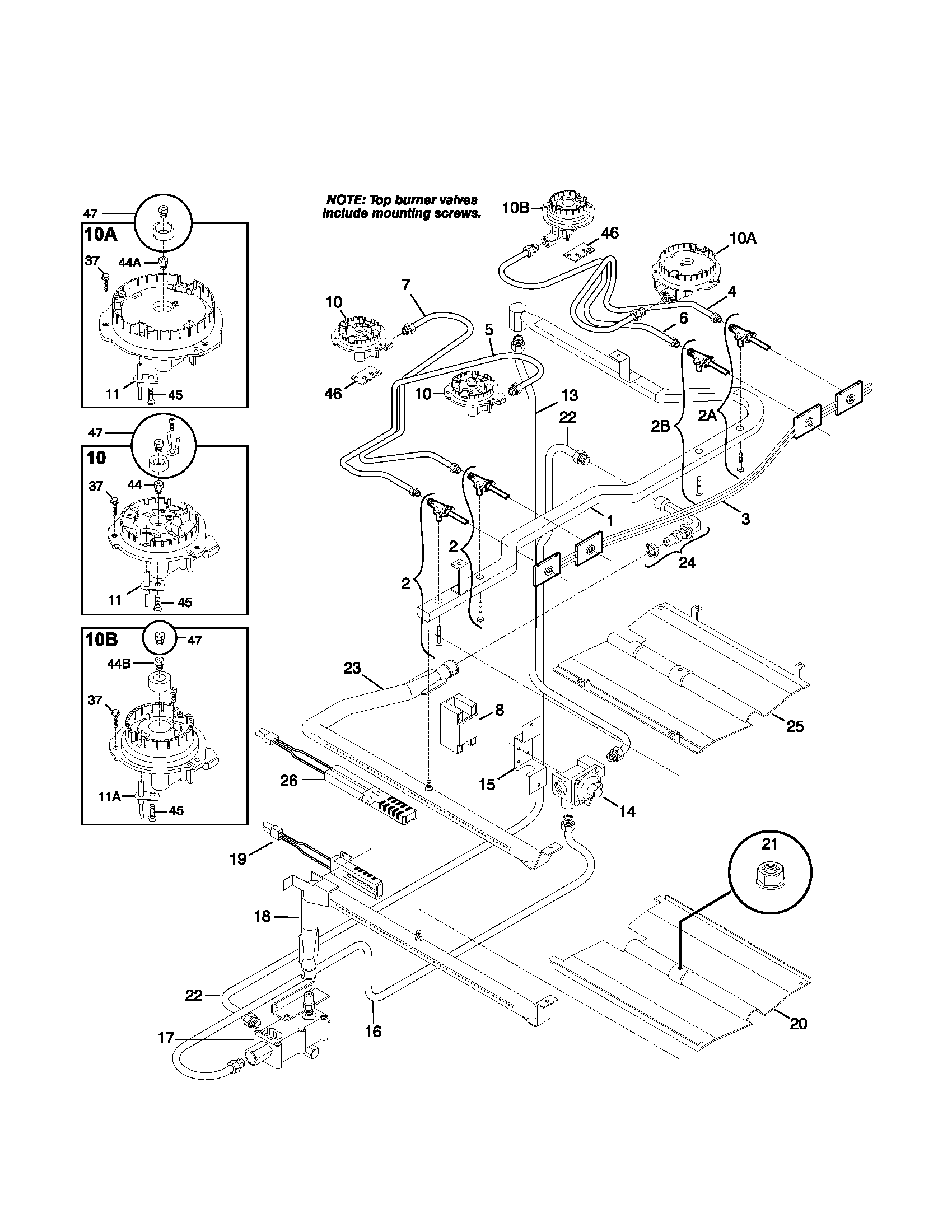 Frigidaire FGF376CJTB burner diagram