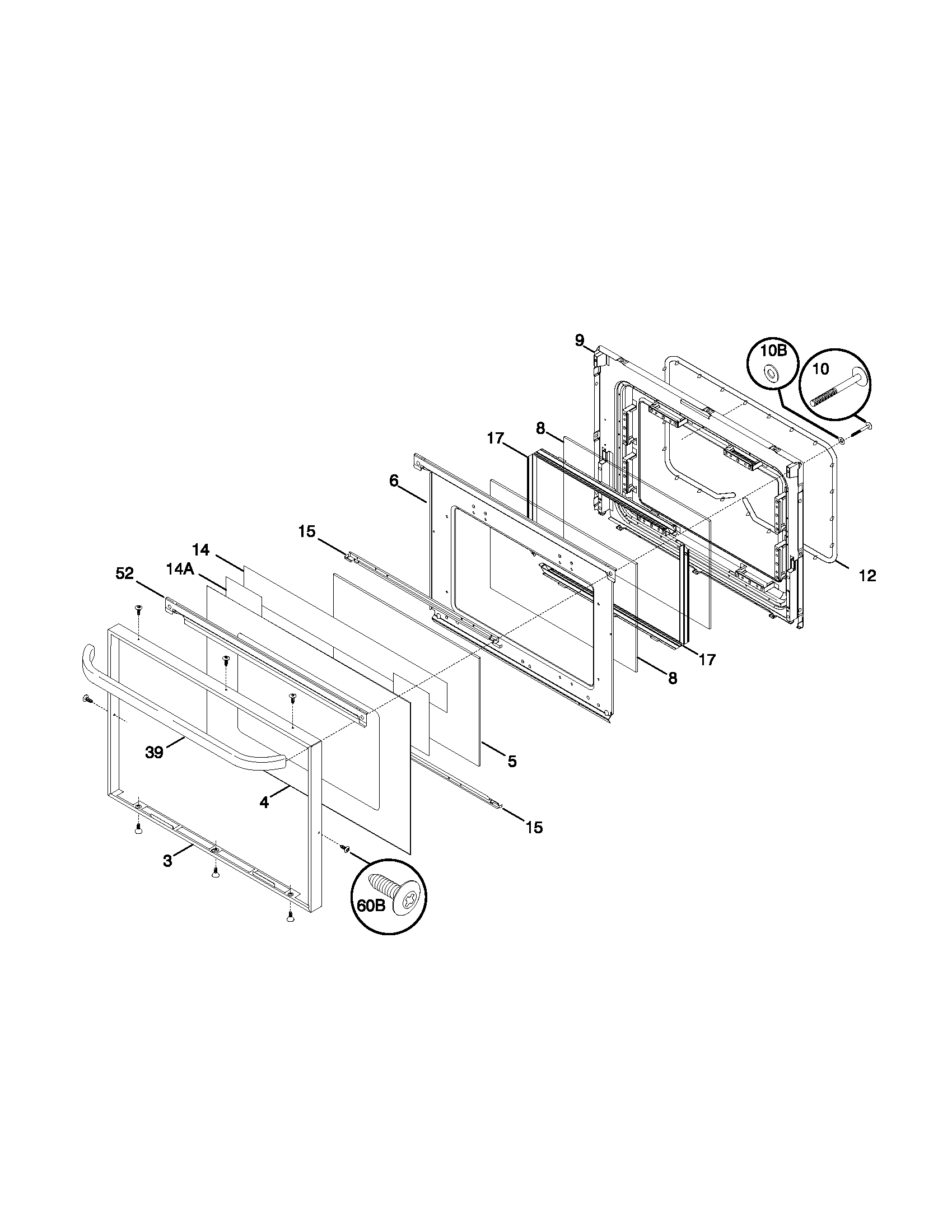 Frigidaire FGF376CJTB door diagram