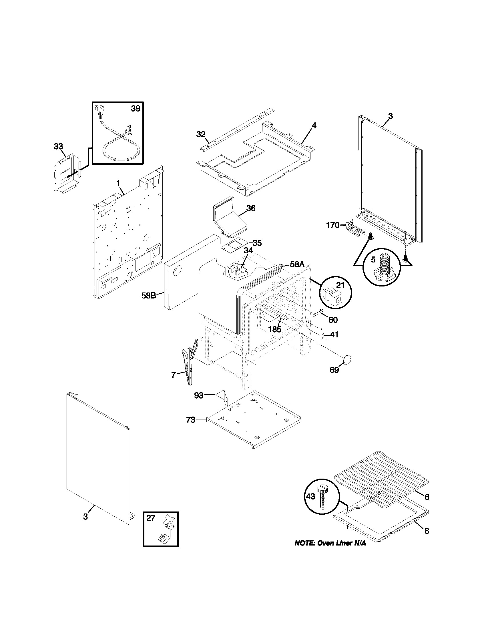 Universal/Multiflex (Frigidaire) MGF303PGDJ body diagram