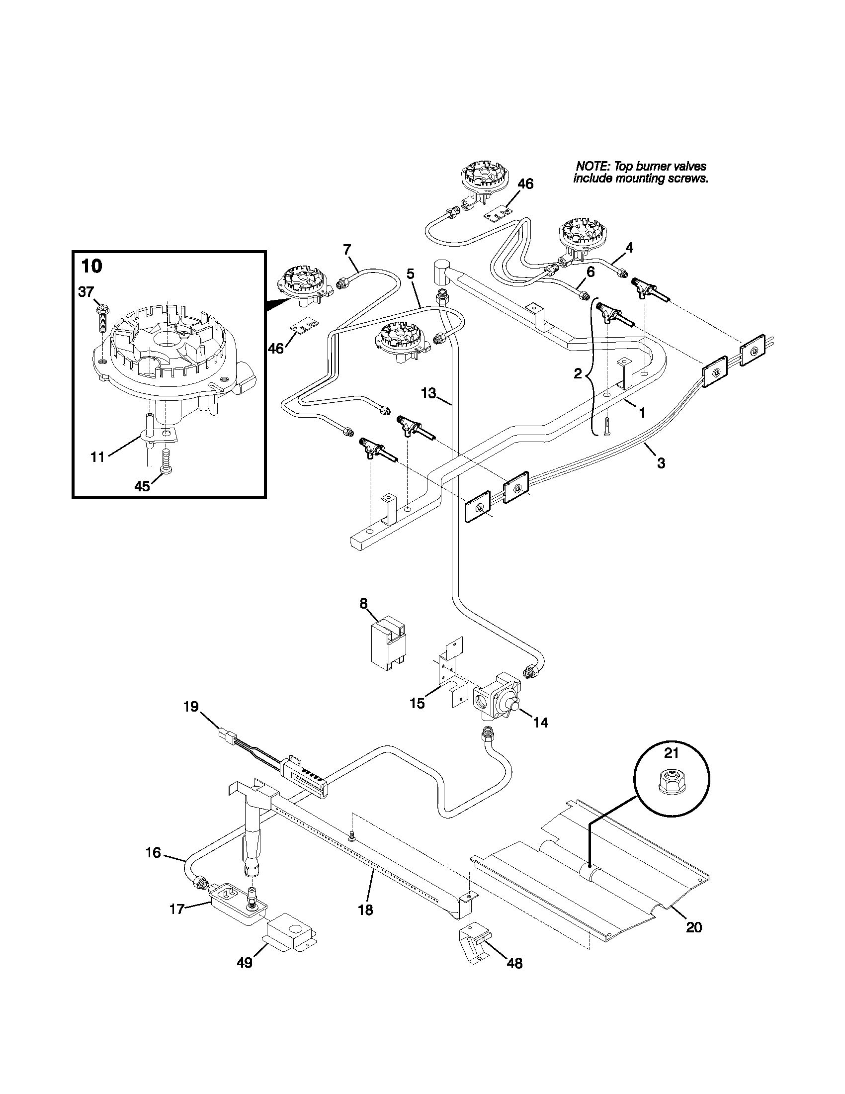 Frigidaire FLF334BGWG burner diagram