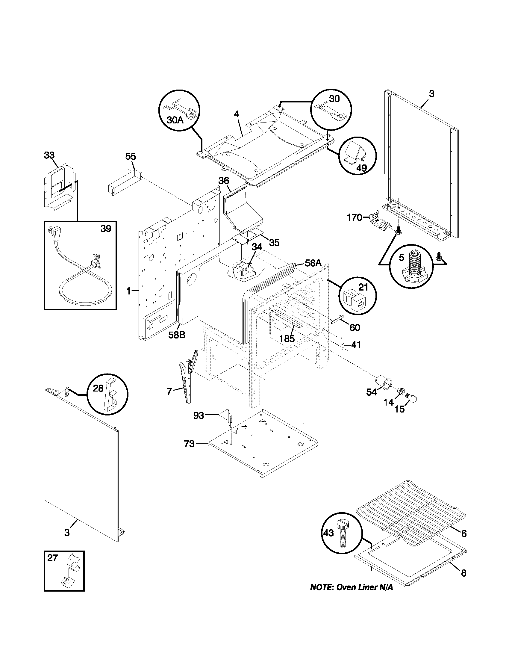 Frigidaire FLF334BGWG body diagram