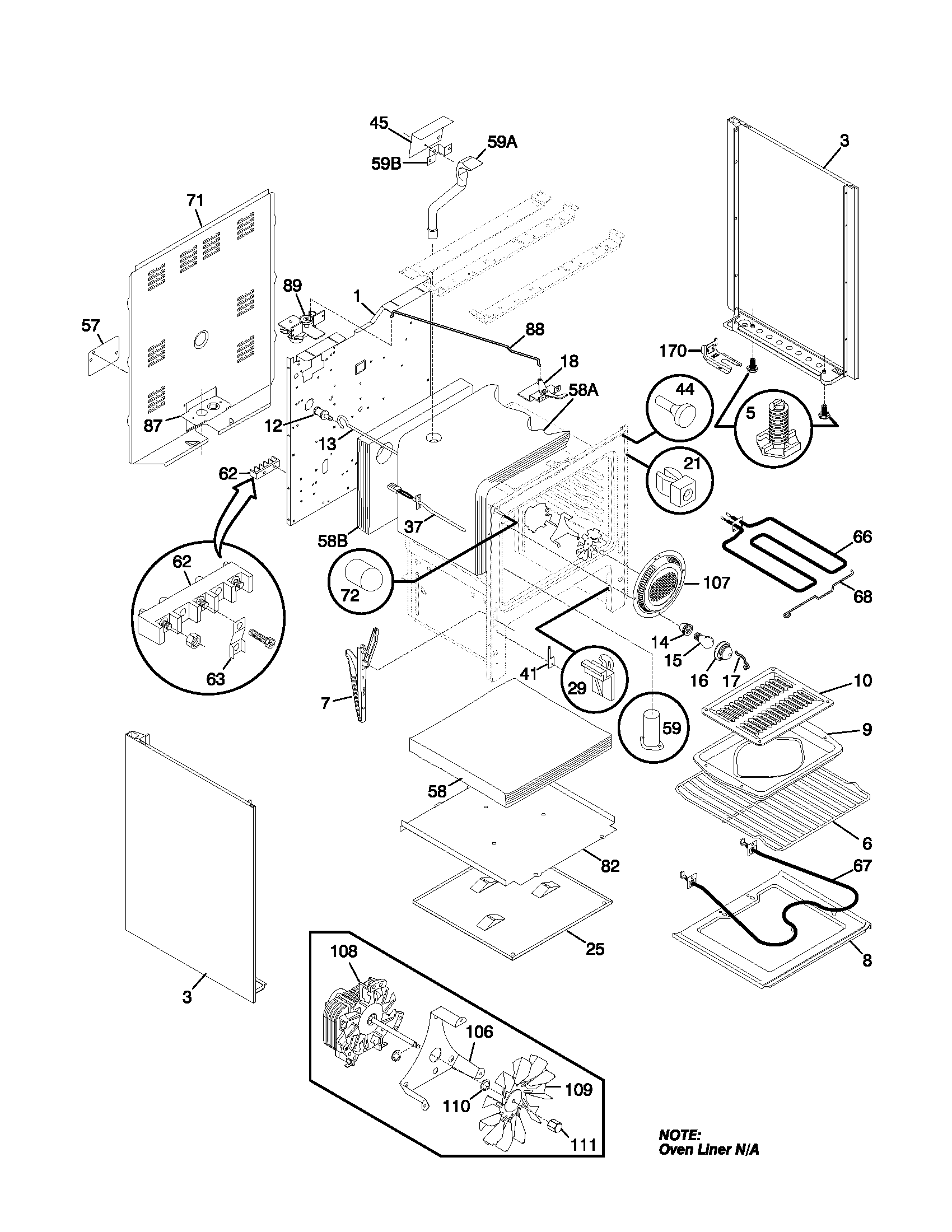 Frigidaire FEF368CJSC body diagram