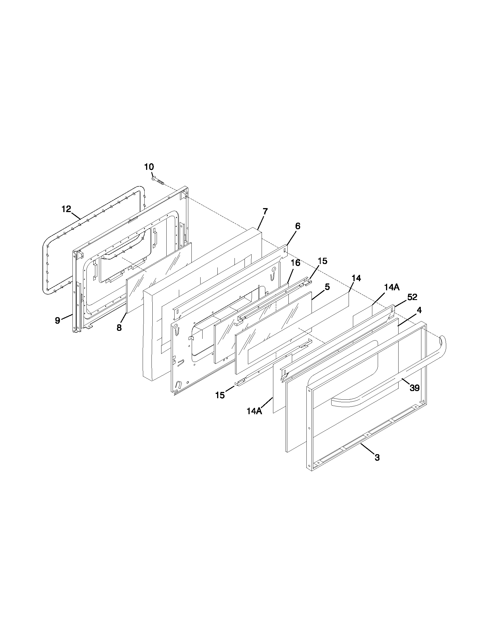 Frigidaire FEF368CJSC door diagram
