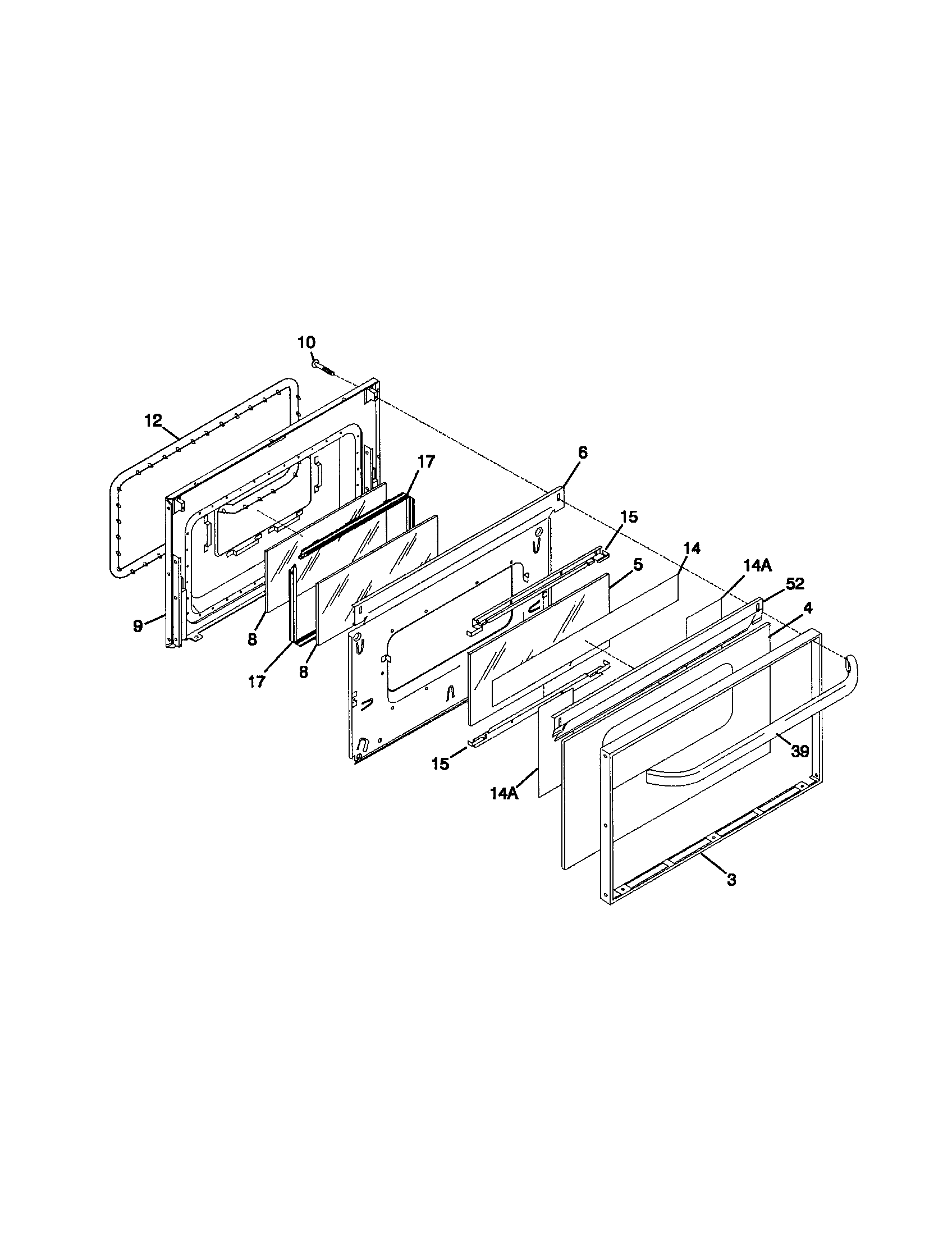 Frigidaire FEF376CJBB door diagram