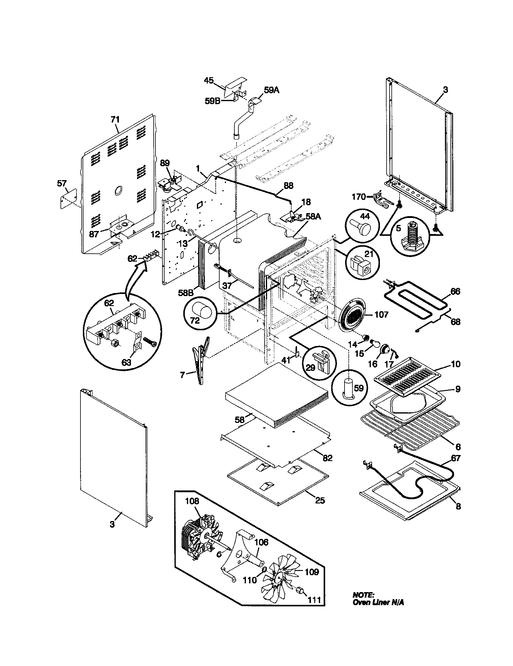 Frigidaire FEF376CJBB main body diagram