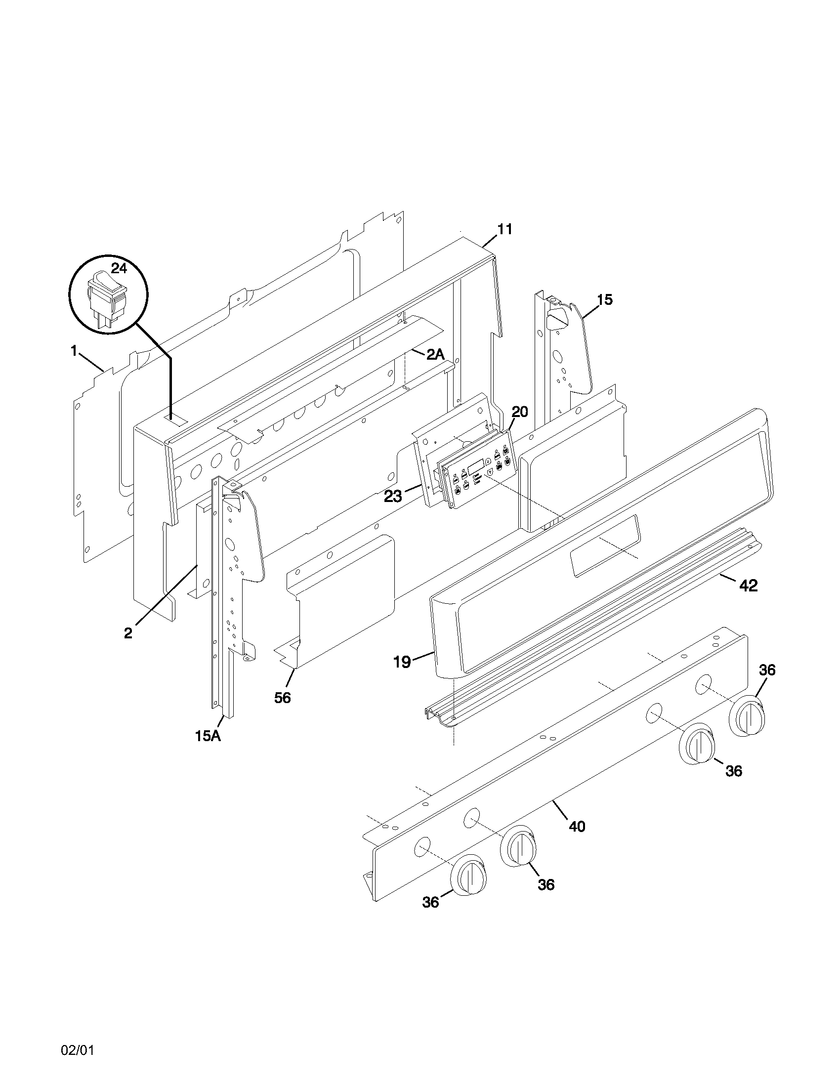 Frigidaire FGF368CJBA backguard diagram