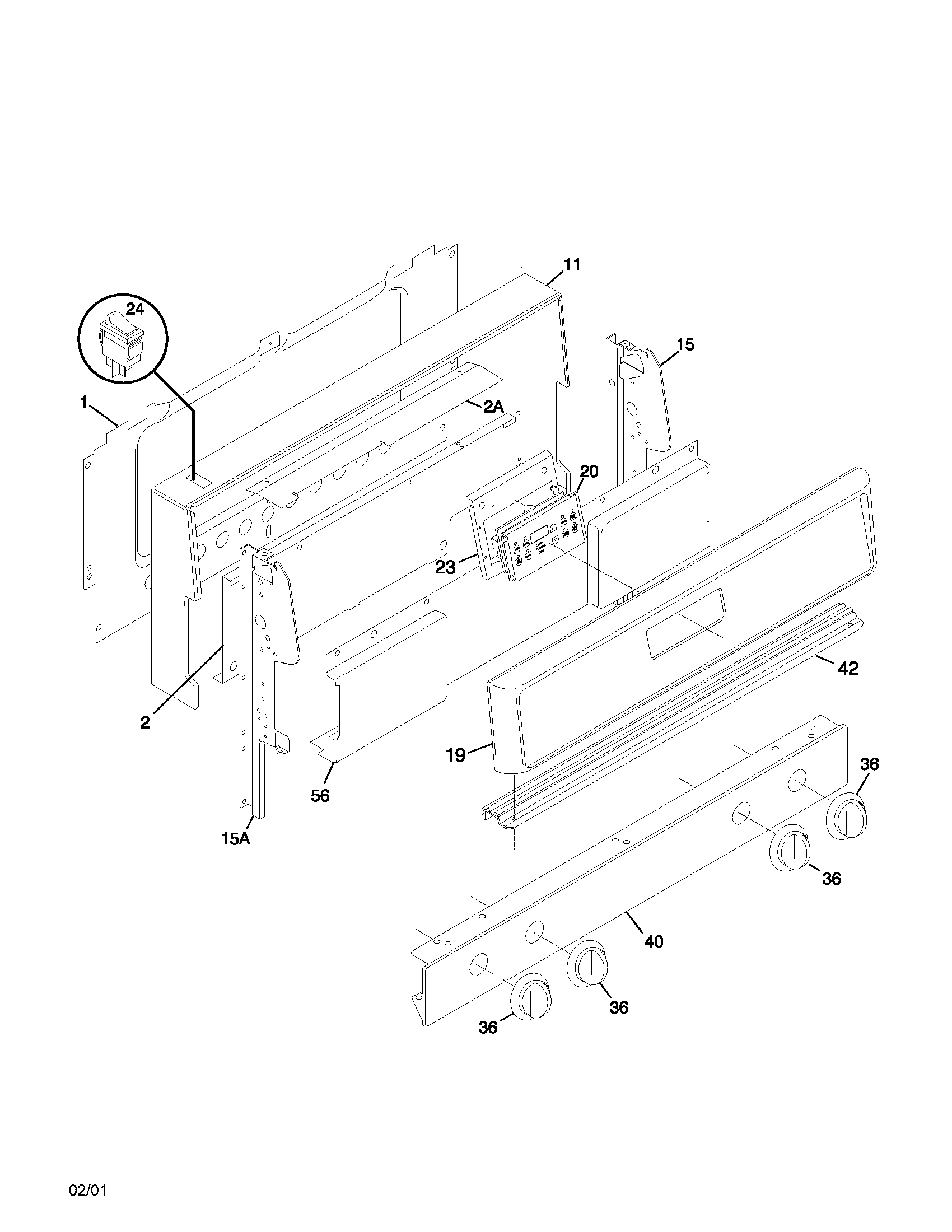 Frigidaire FGF355CGSE backguard diagram