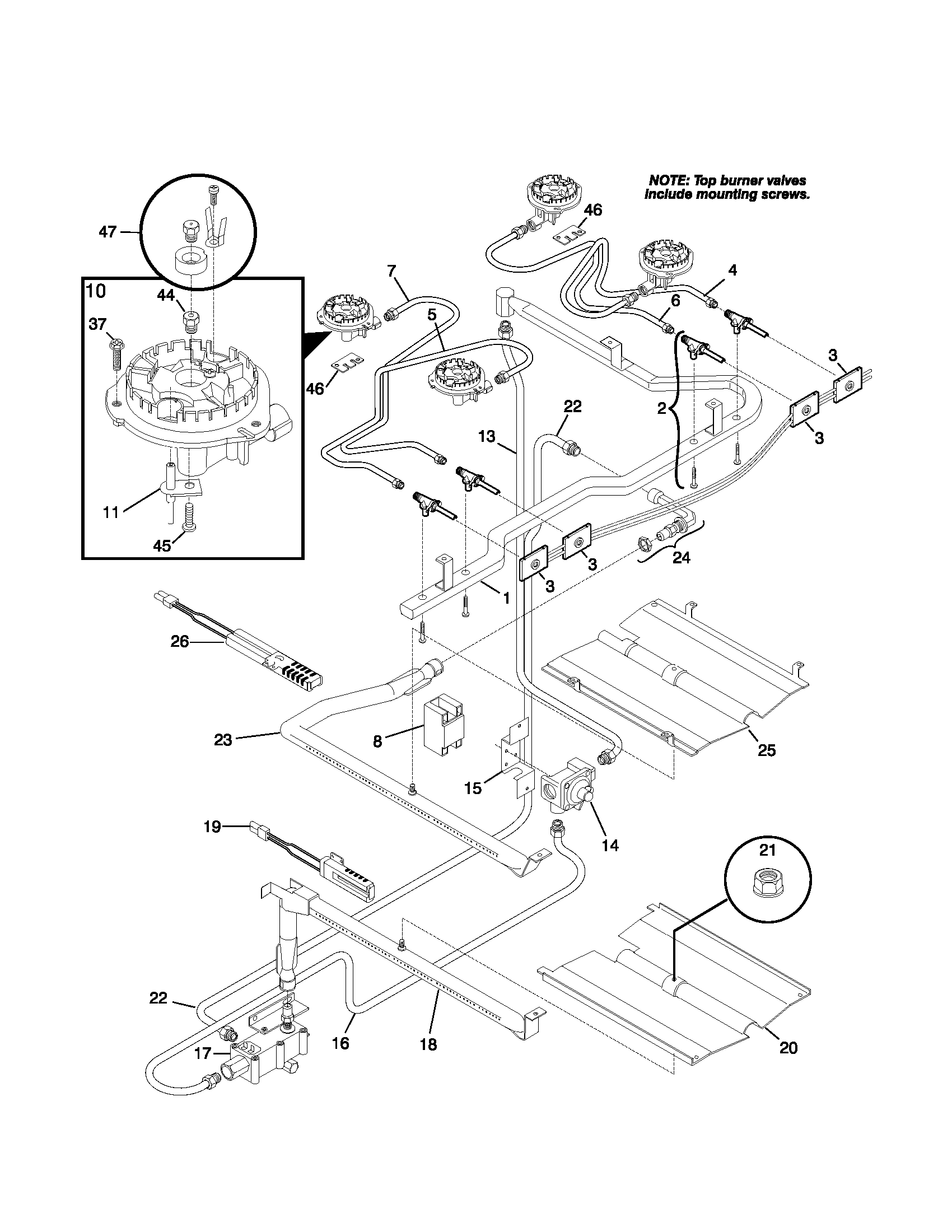 Frigidaire FGF355CGSG buner diagram