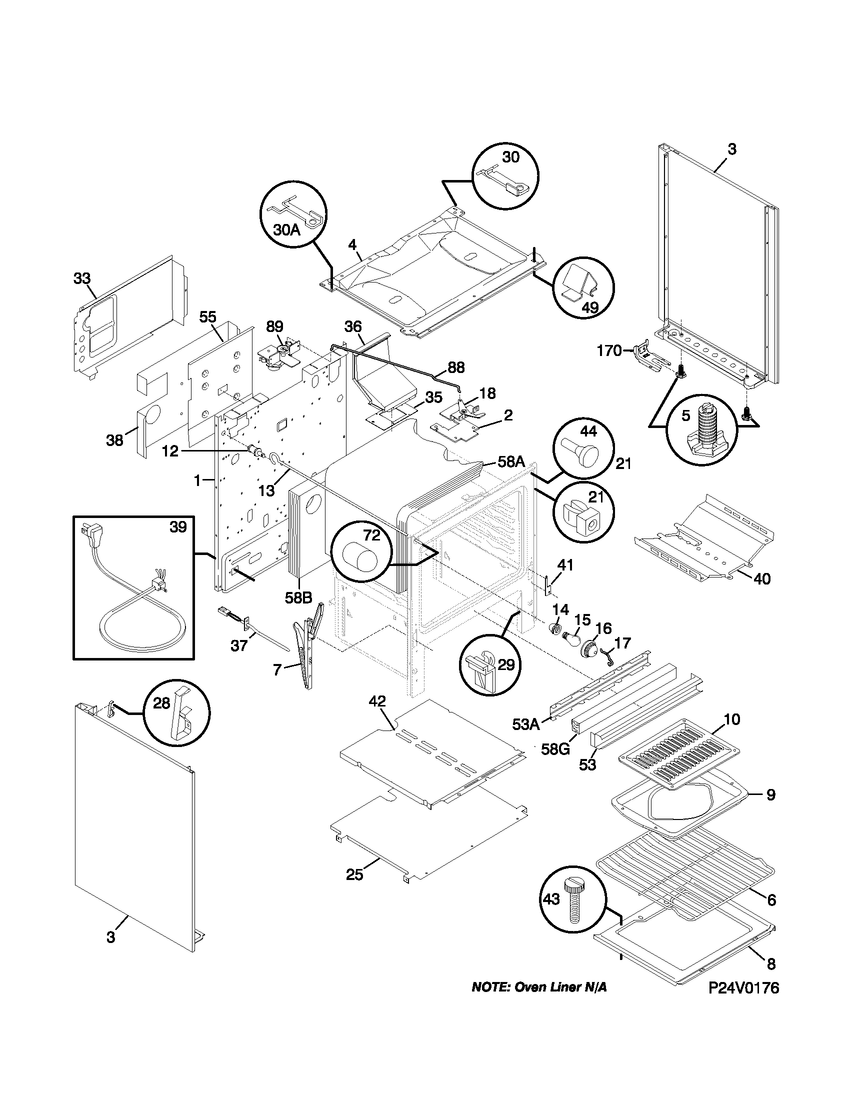 Frigidaire FGFS68CJTA body diagram