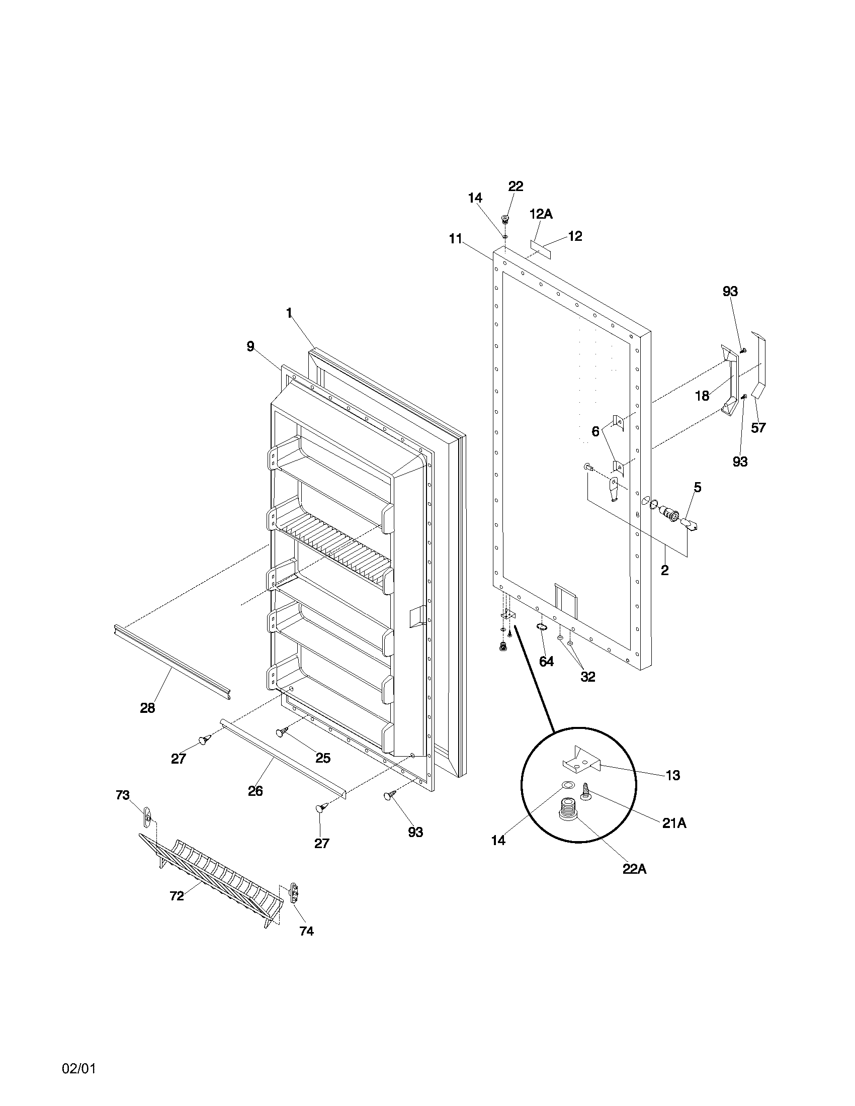 Gibson GFU21M6HW2 door diagram