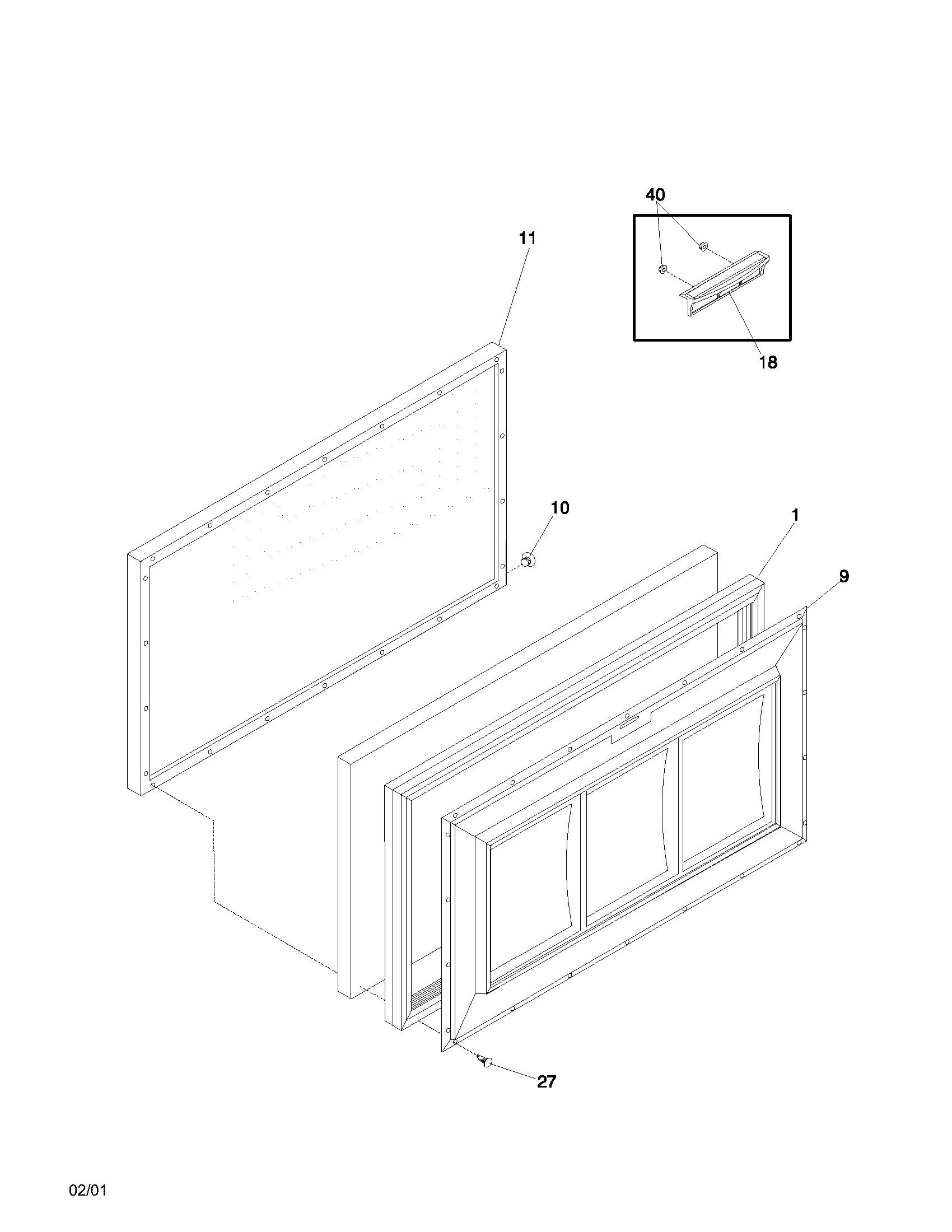 Universal/Multiflex (Frigidaire) MFC07M3FW3 door diagram
