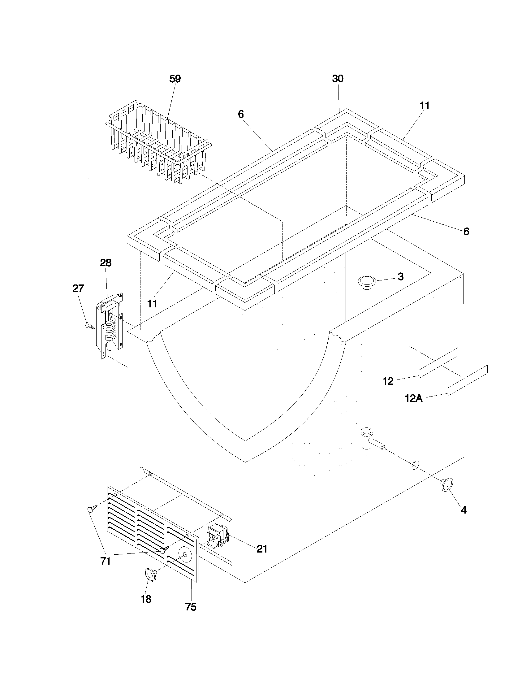 Universal/Multiflex (Frigidaire) MFC07M3FW3 cabinet diagram