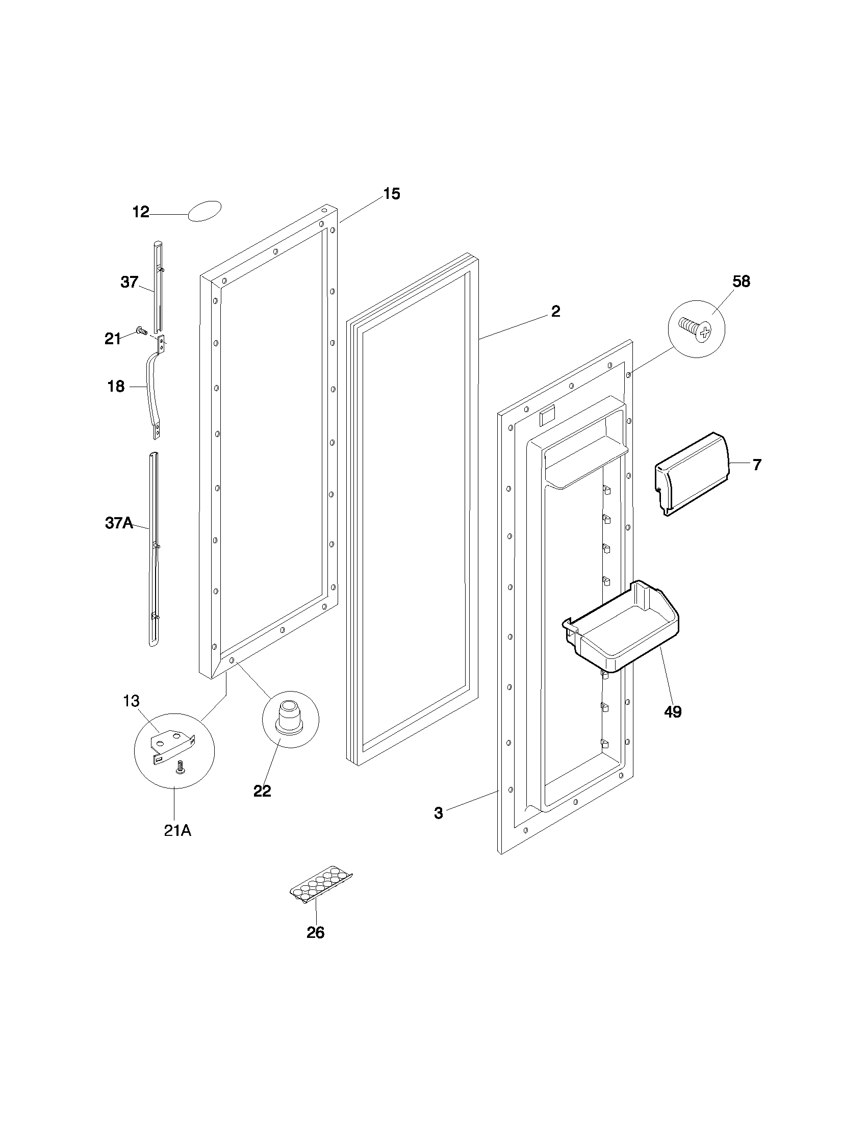 Frigidaire FRS26ZGHW5 refrigerator door diagram