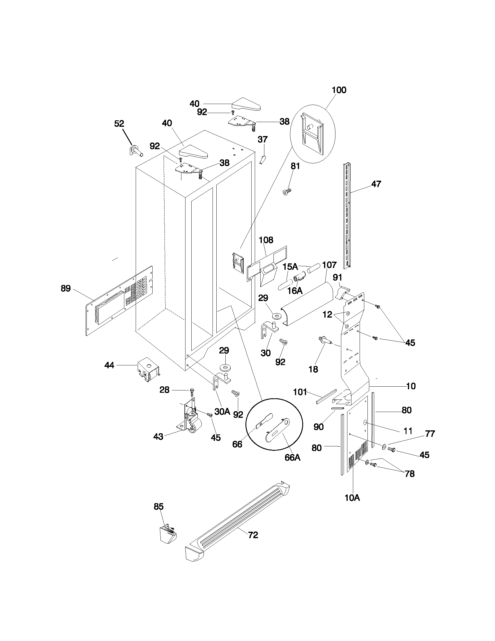 Frigidaire FRS26ZGHW5 cabinet diagram