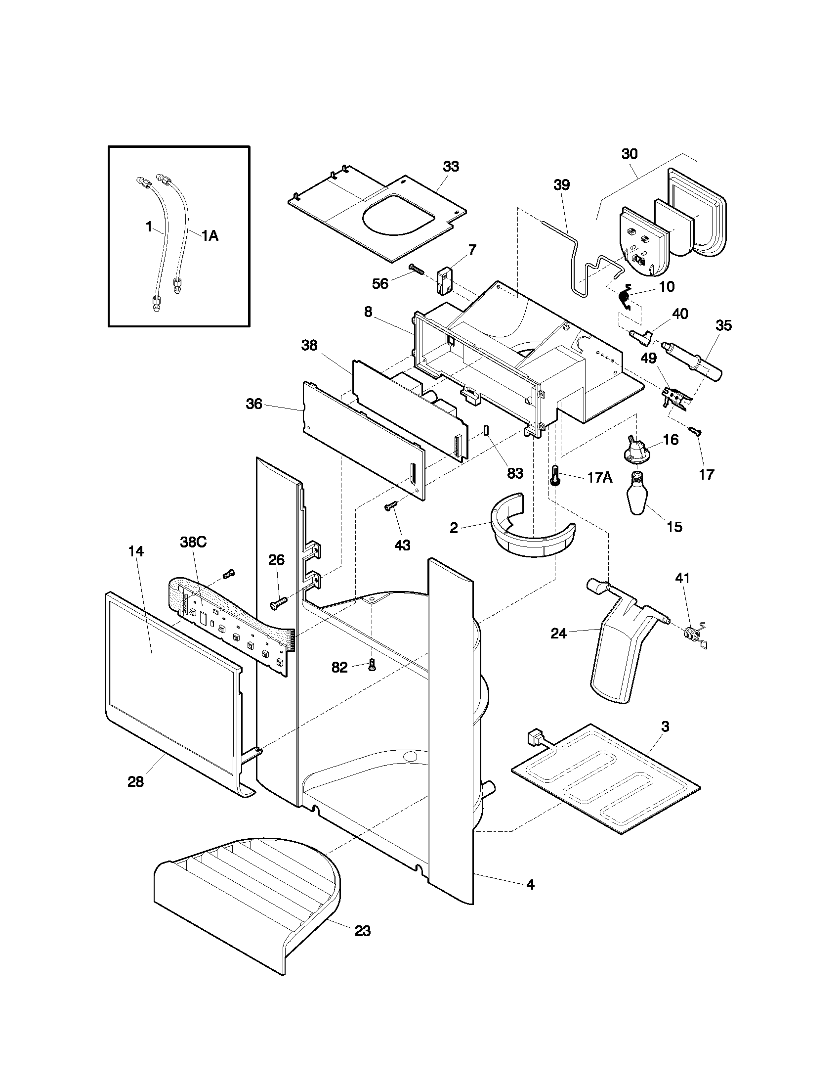 Frigidaire FRS26ZGHW5 ice & water dispenser diagram