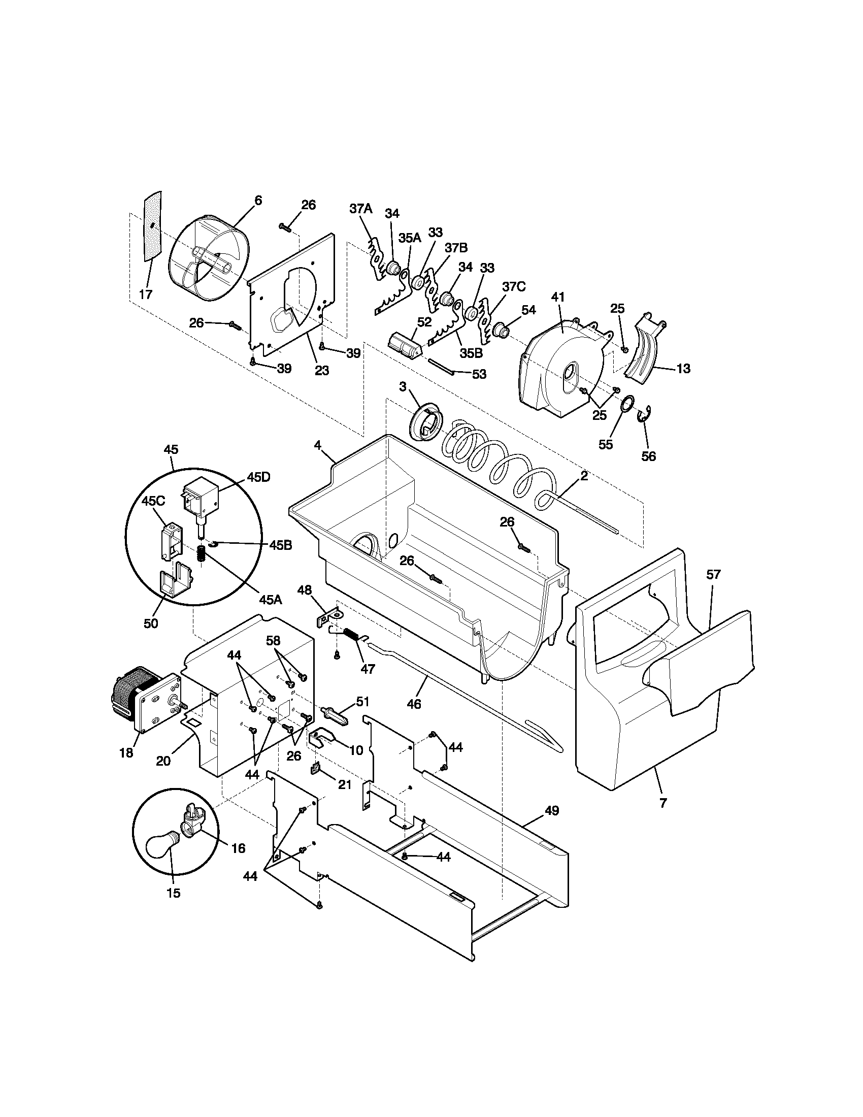 Frigidaire FRS26ZGHW5 ice container diagram