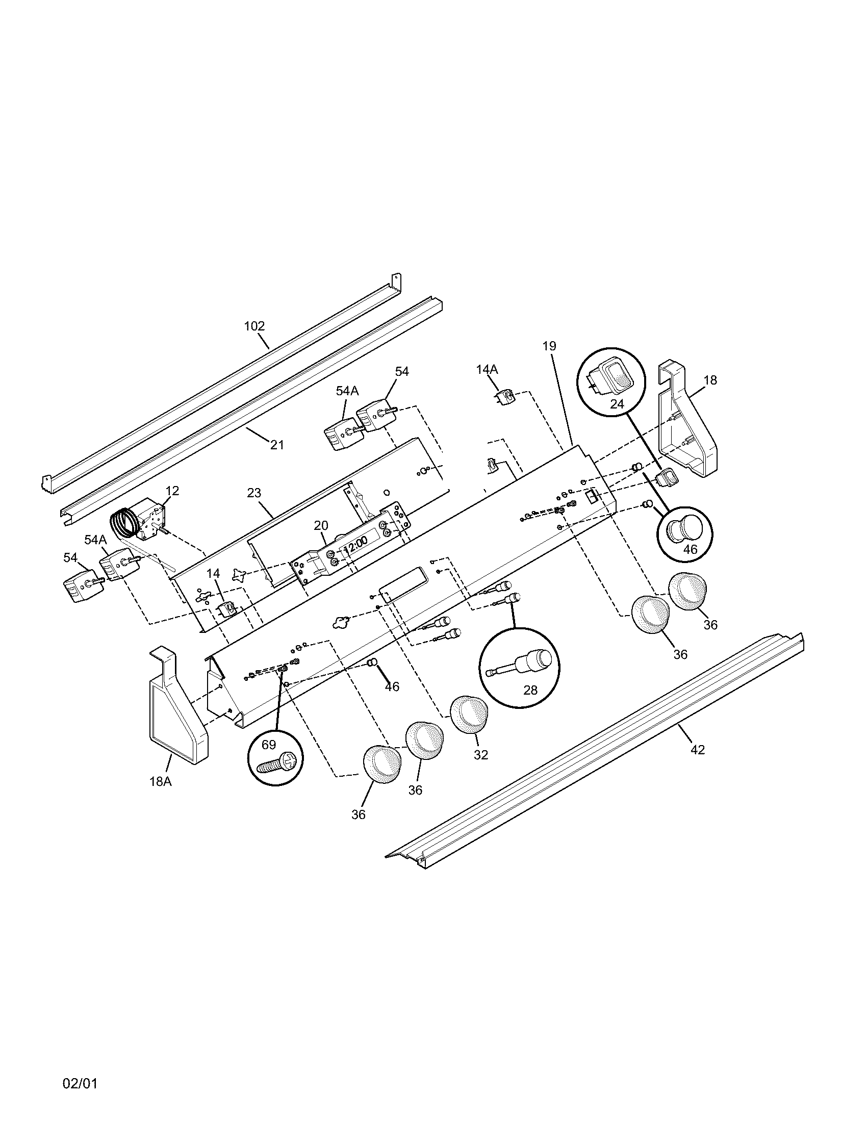 Frigidaire FES300WCWJ backguard diagram