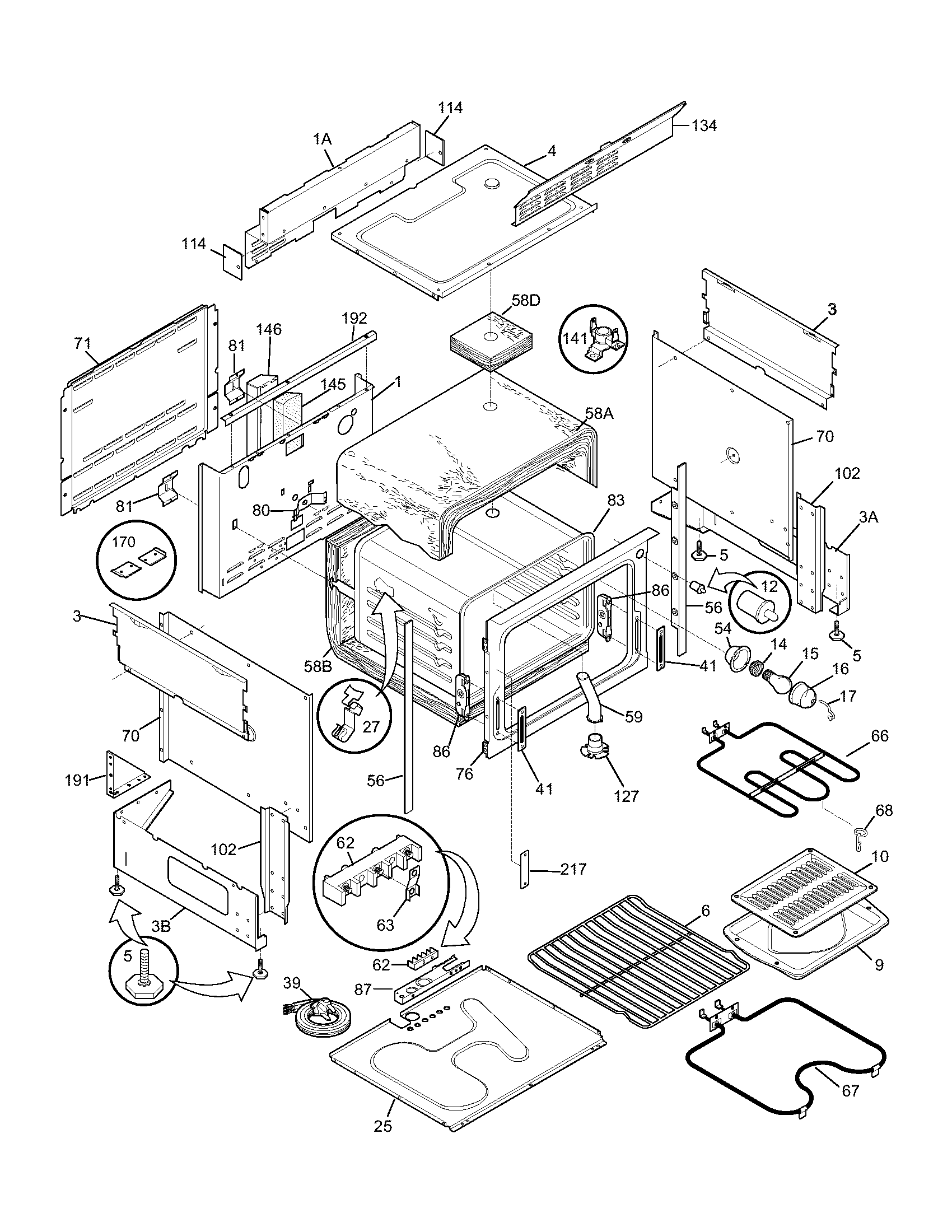 Frigidaire FES300WCWJ body diagram