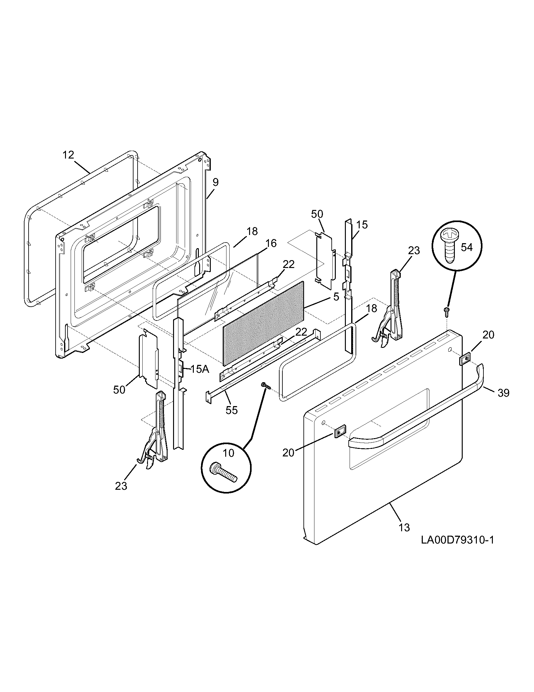 Frigidaire FES300WCWJ door diagram