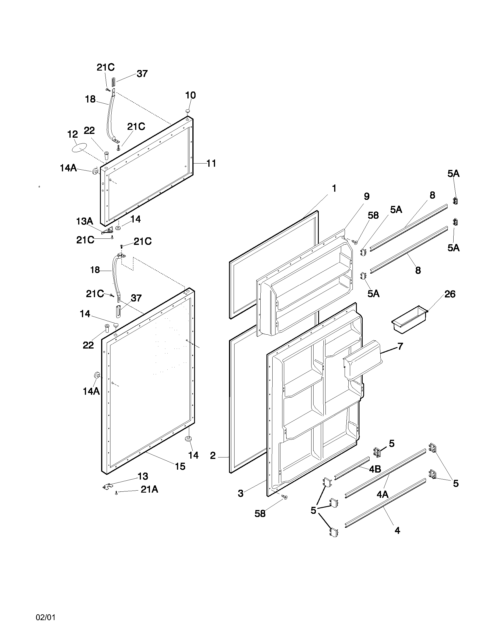 Frigidaire FRT21NRFD1 door diagram