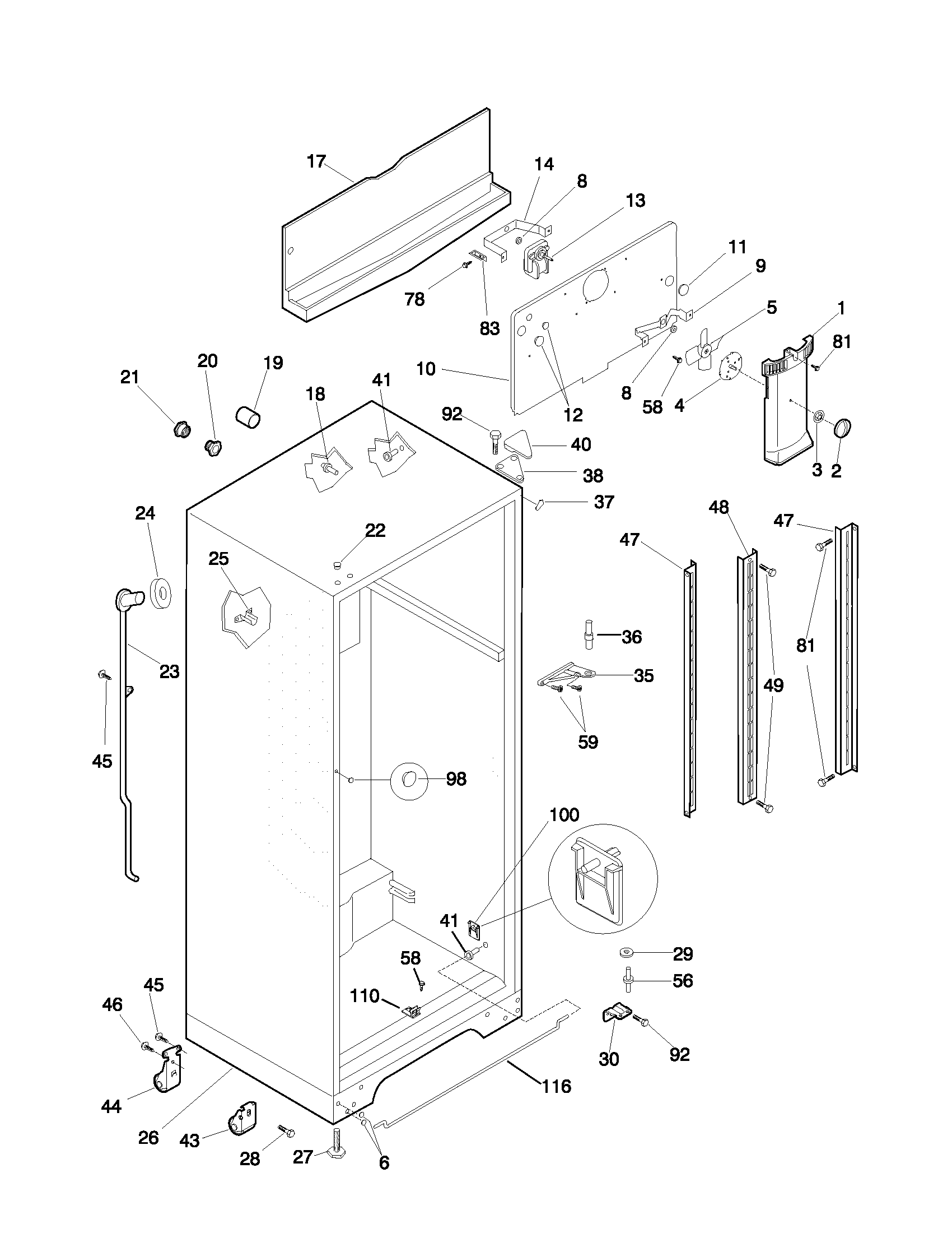 Frigidaire FRT21NRFD1 cabinet diagram