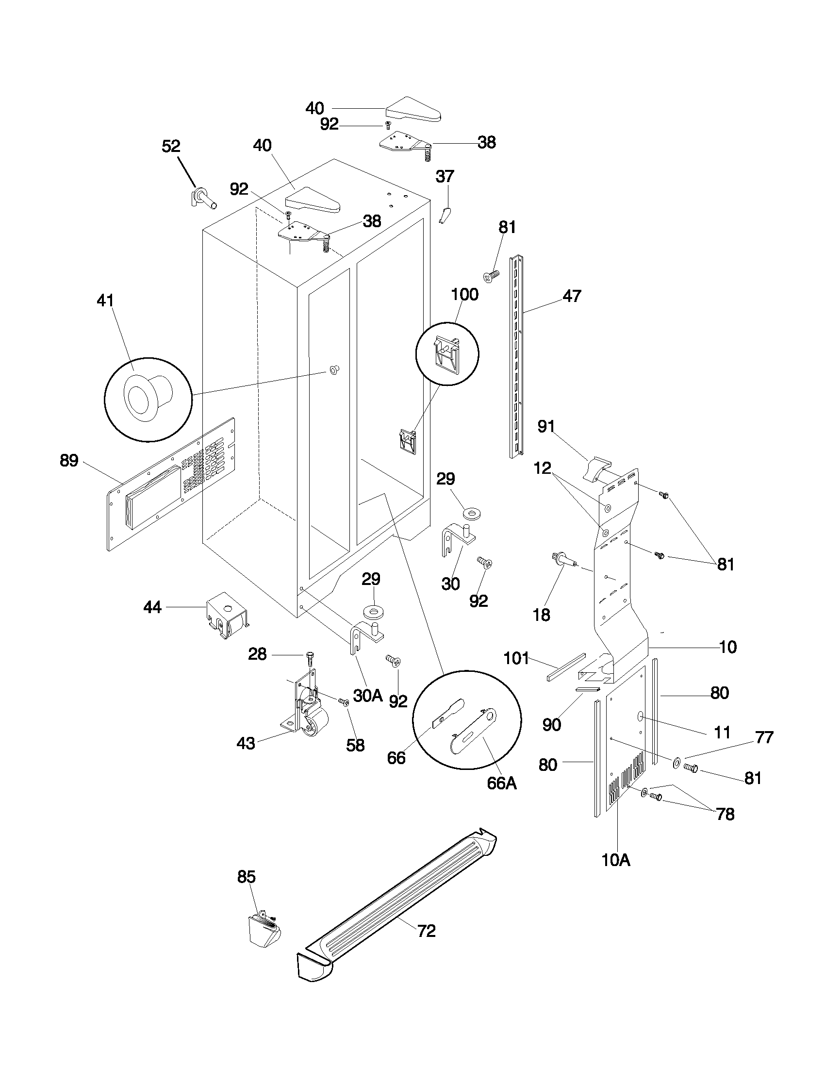 Frigidaire FRS26ZNHB2 cabinet diagram