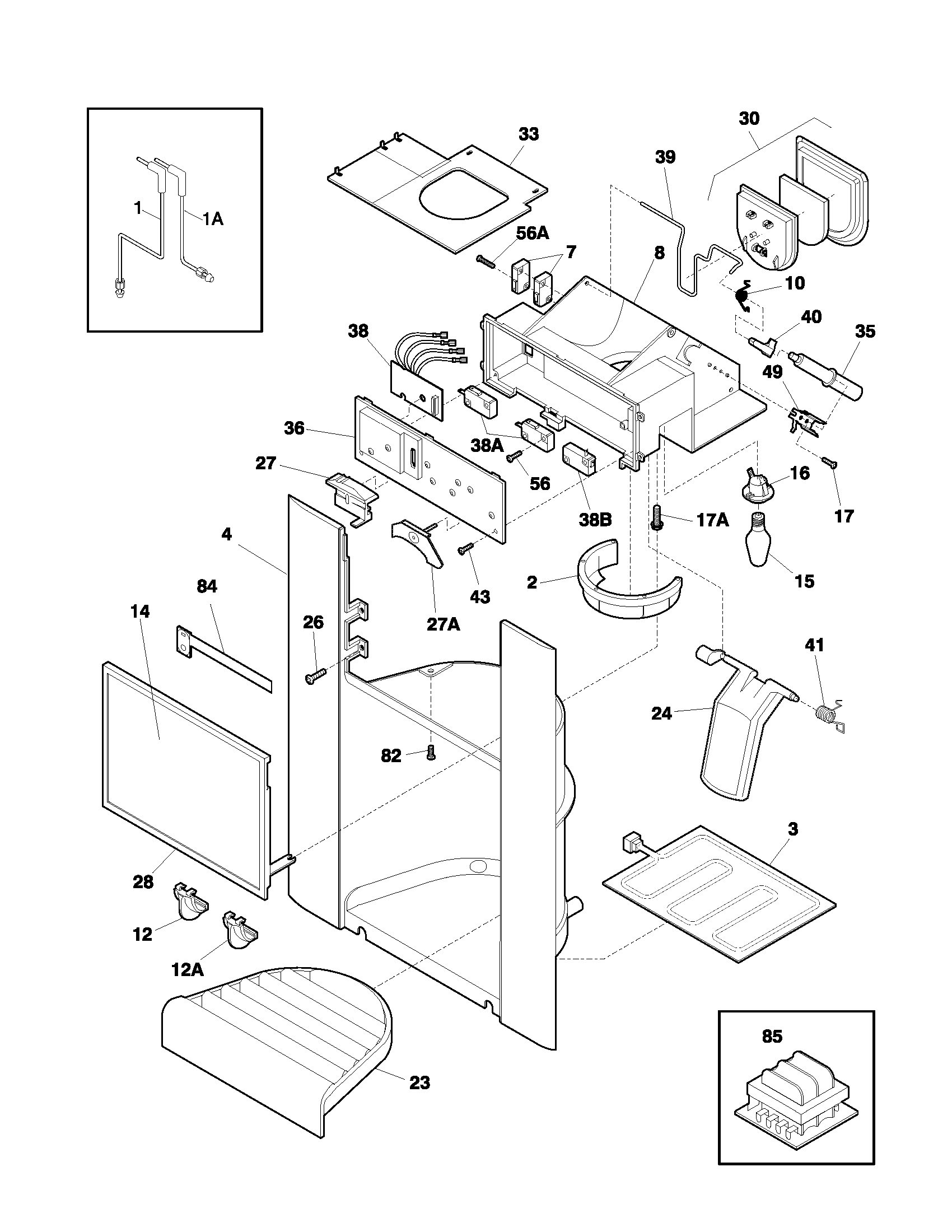 Frigidaire FRS26ZNHB2 ice dispenser diagram