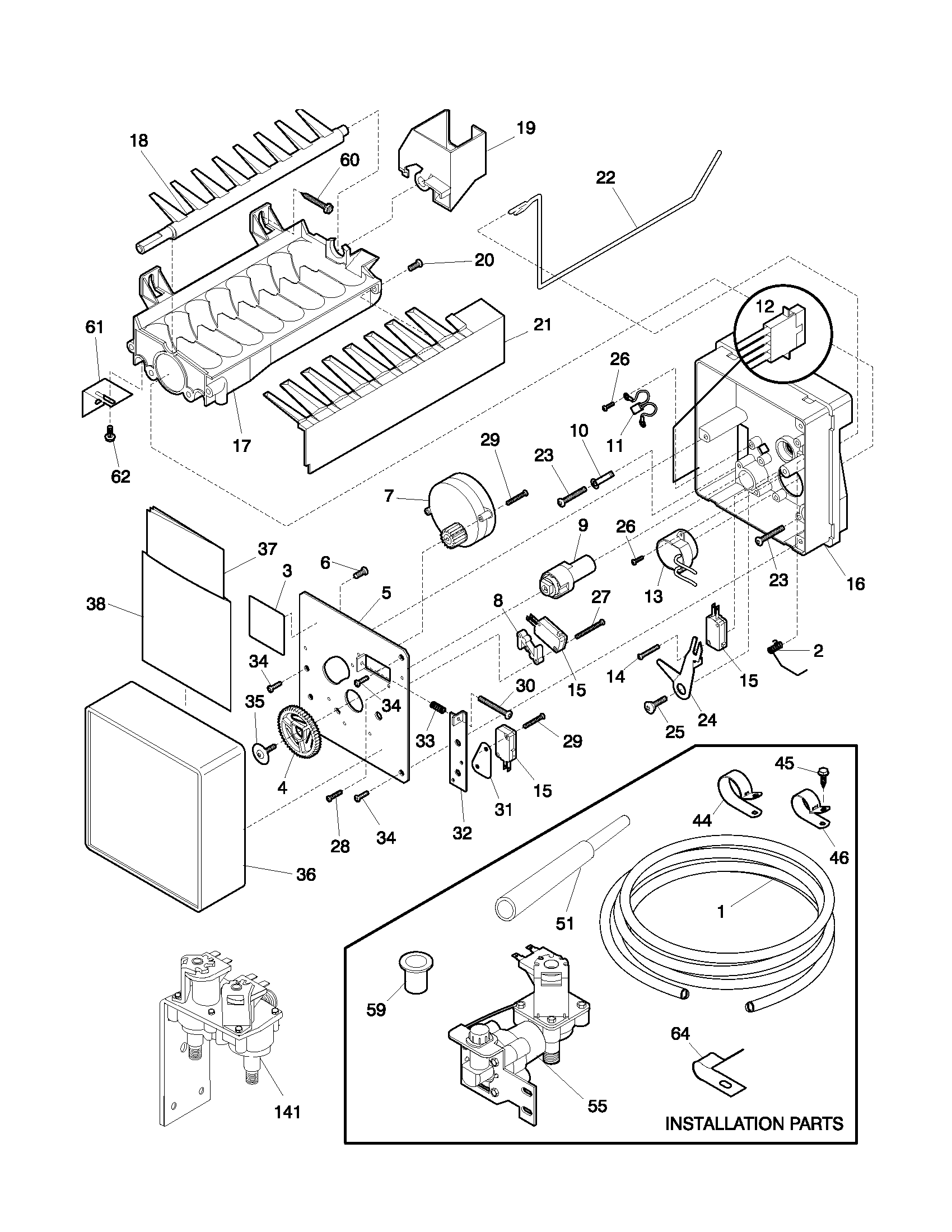 Frigidaire FRS26ZNHB2 ice maker diagram