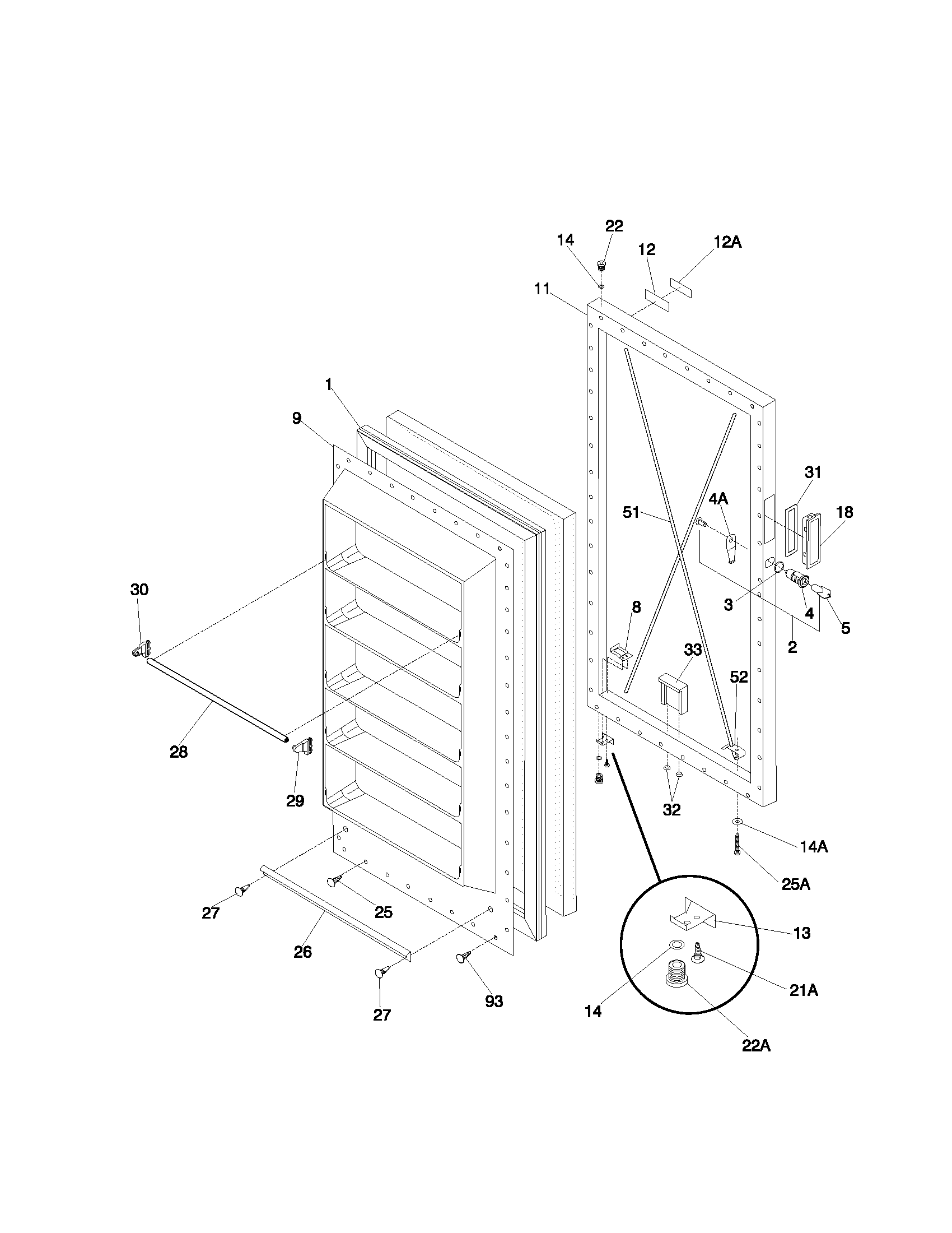 Universal/Multiflex (Frigidaire) CFU12M2HW2 door diagram