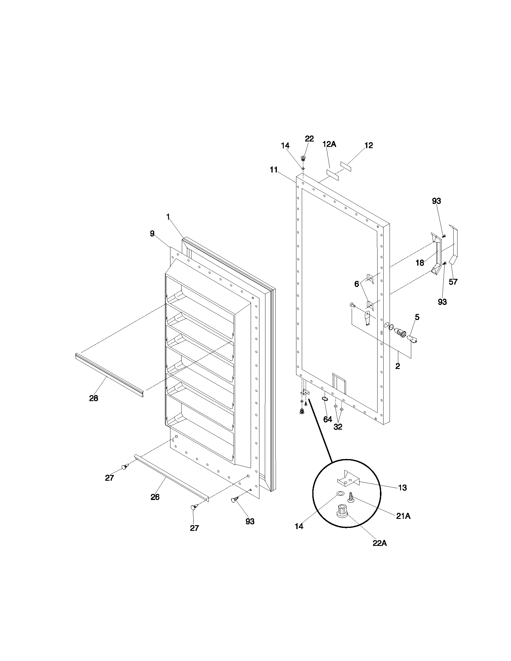 Frigidaire FFU17D7HW3 door diagram