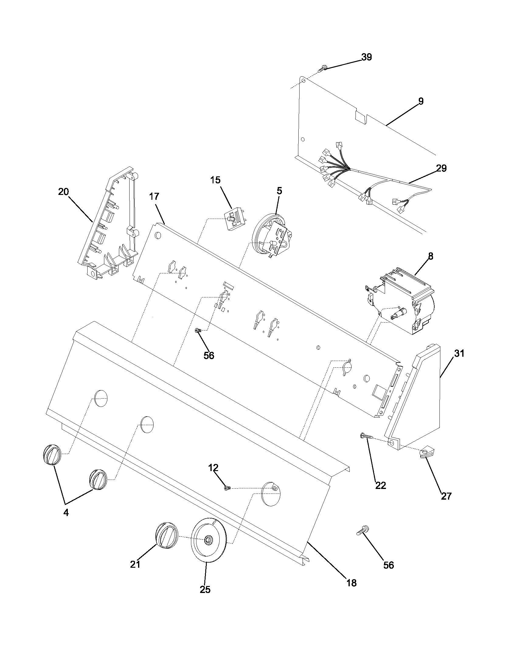 White-Westinghouse WWX433RED1 control panel diagram