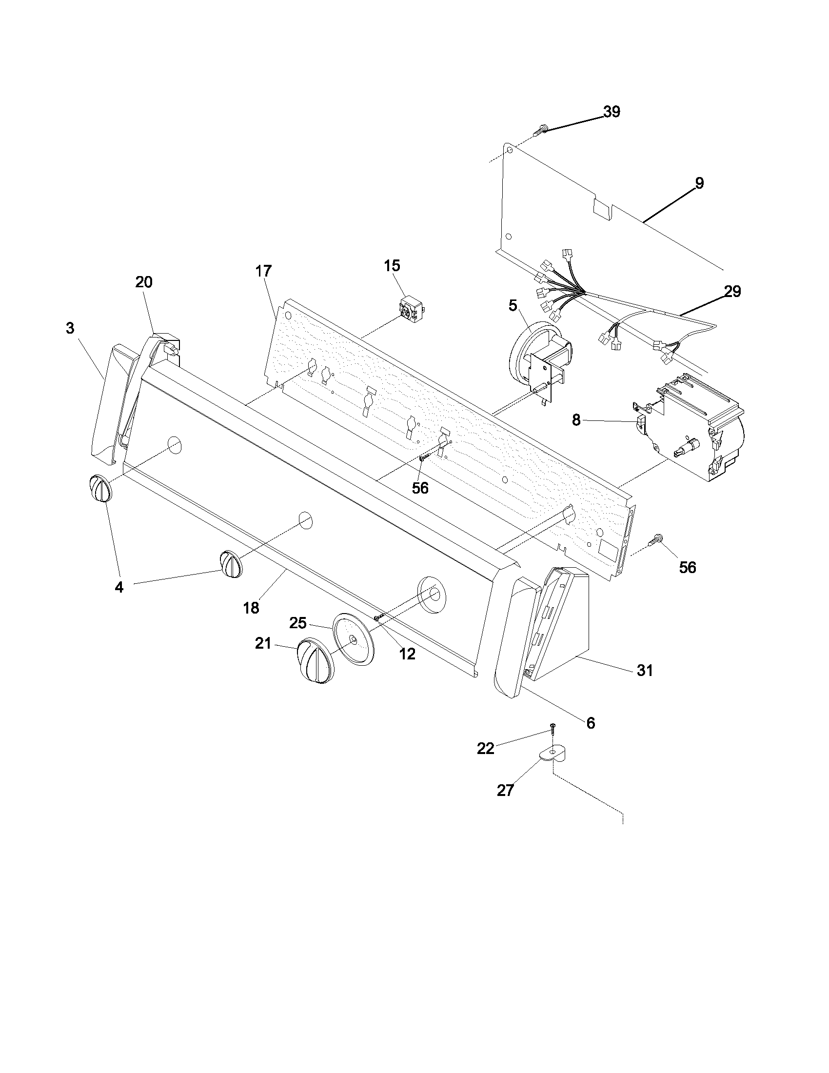 Frigidaire FWX435RHT1 control panel diagram