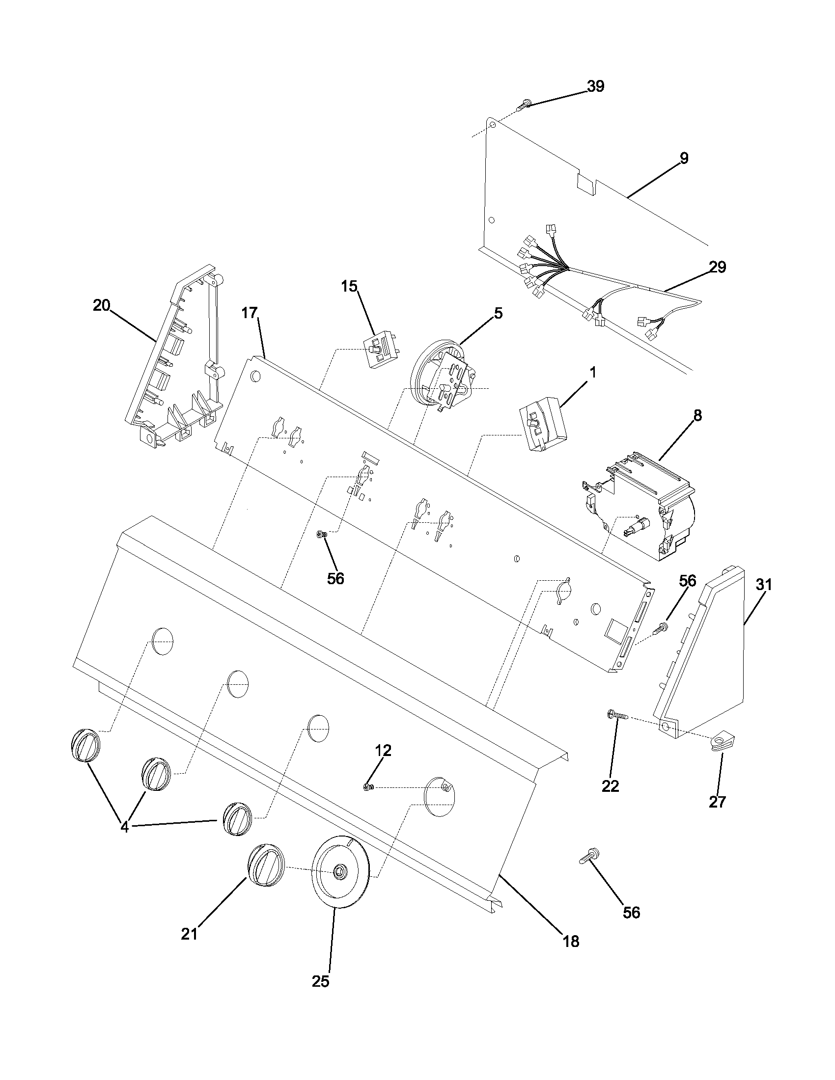 White-Westinghouse WWX645RET1 control panel diagram